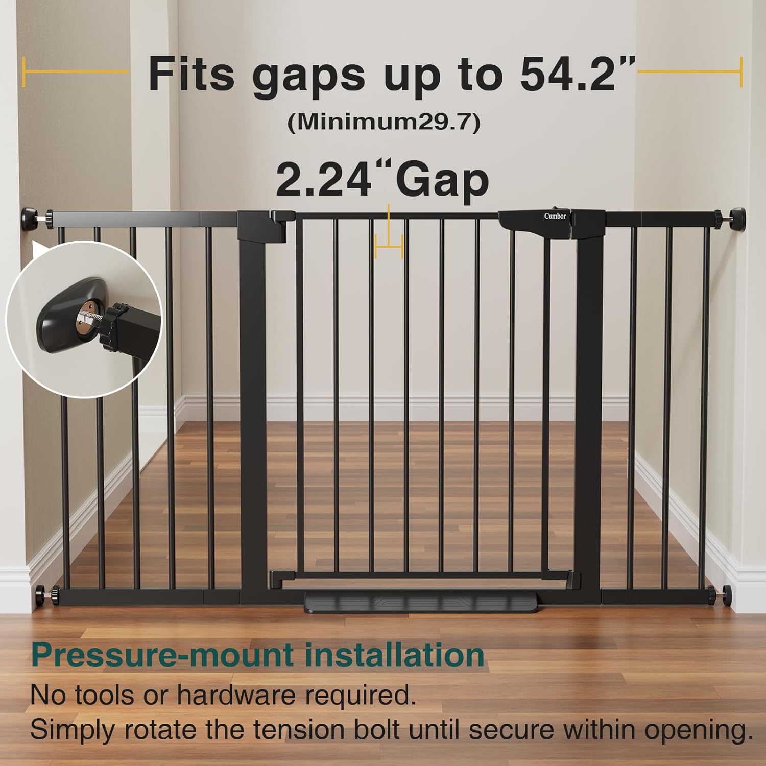 Cumbor 297-542 Wide Safety Gate for Stairs and Doorways