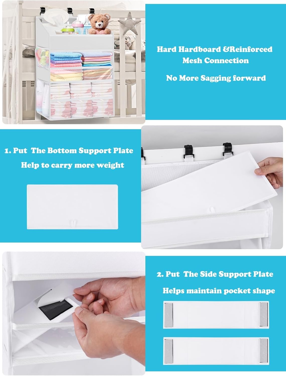 PHOTOONE Hanging Diaper Caddy Organizer - 90 Diapers Storage WhiteBeige