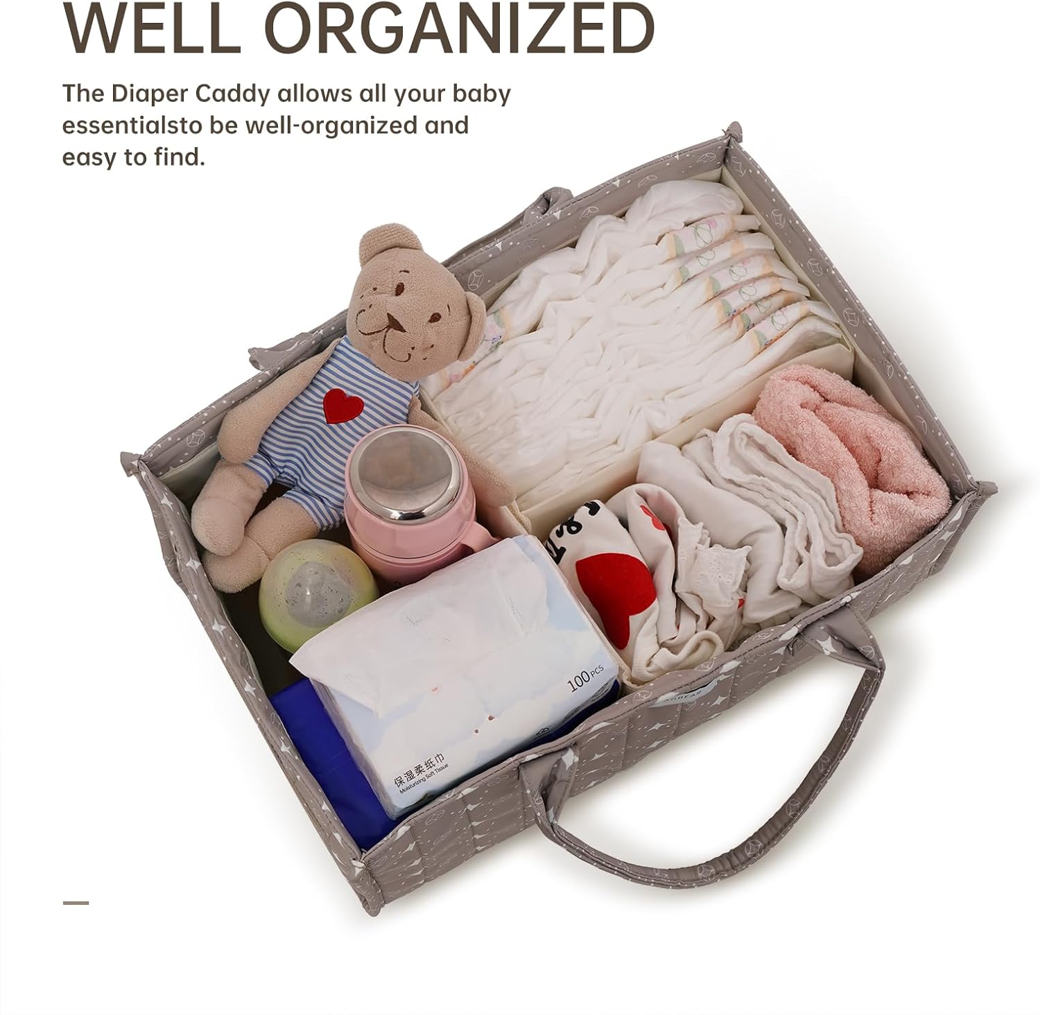 AGBEAR Baby Diaper Caddy Organizer with Storage