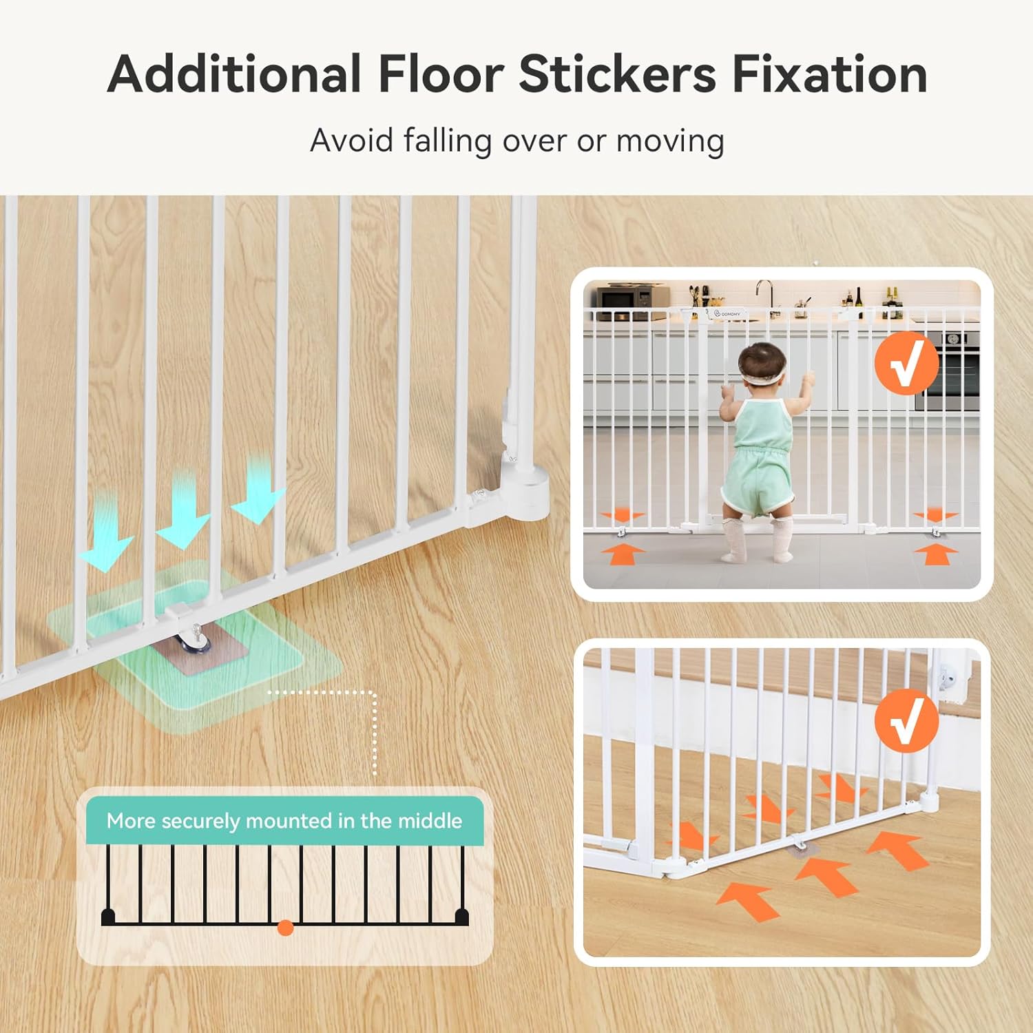 COMOMY 80 Baby Gate with Auto Close and 3 Metal Panels