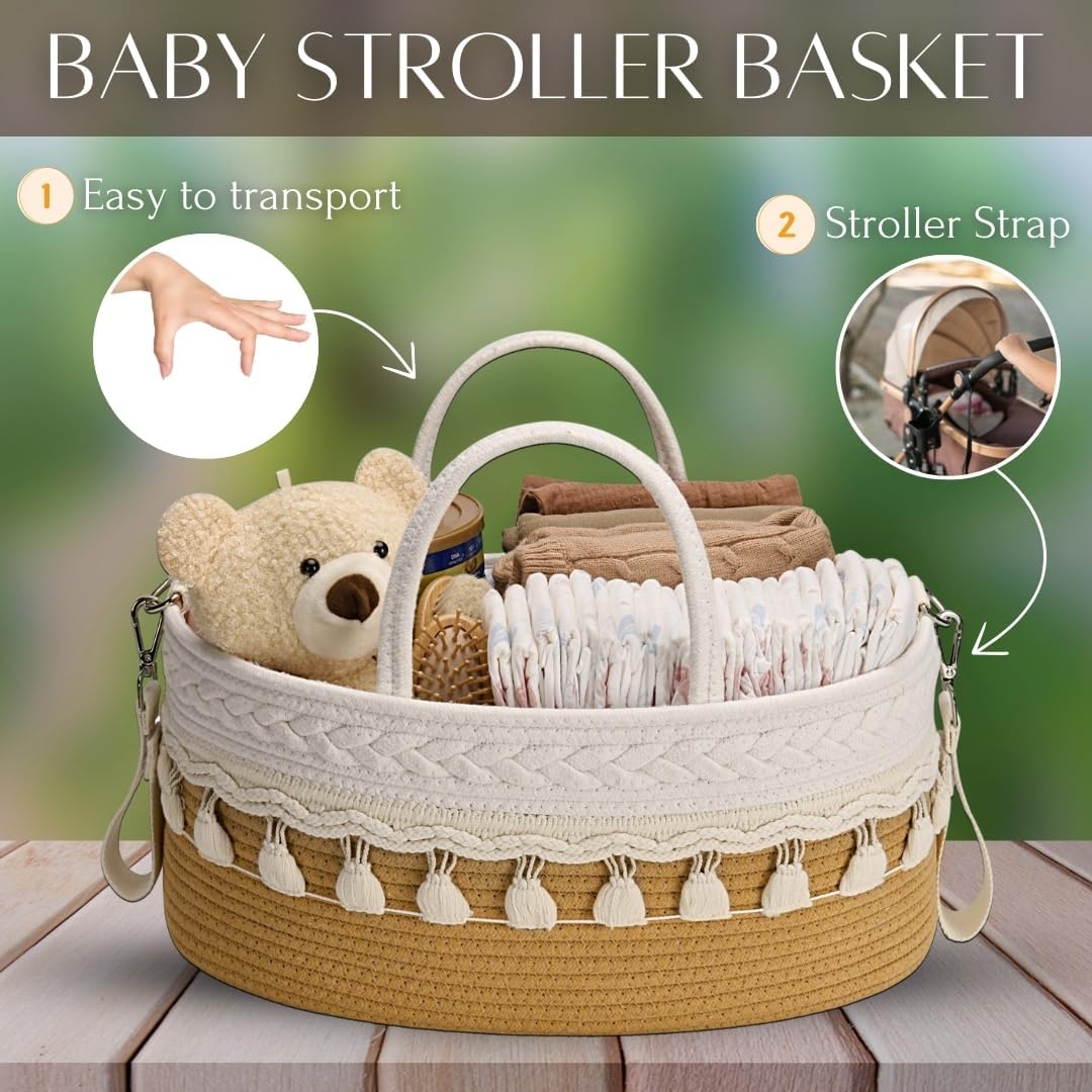 SEBRAM Diaper Caddy Organizer Brown
