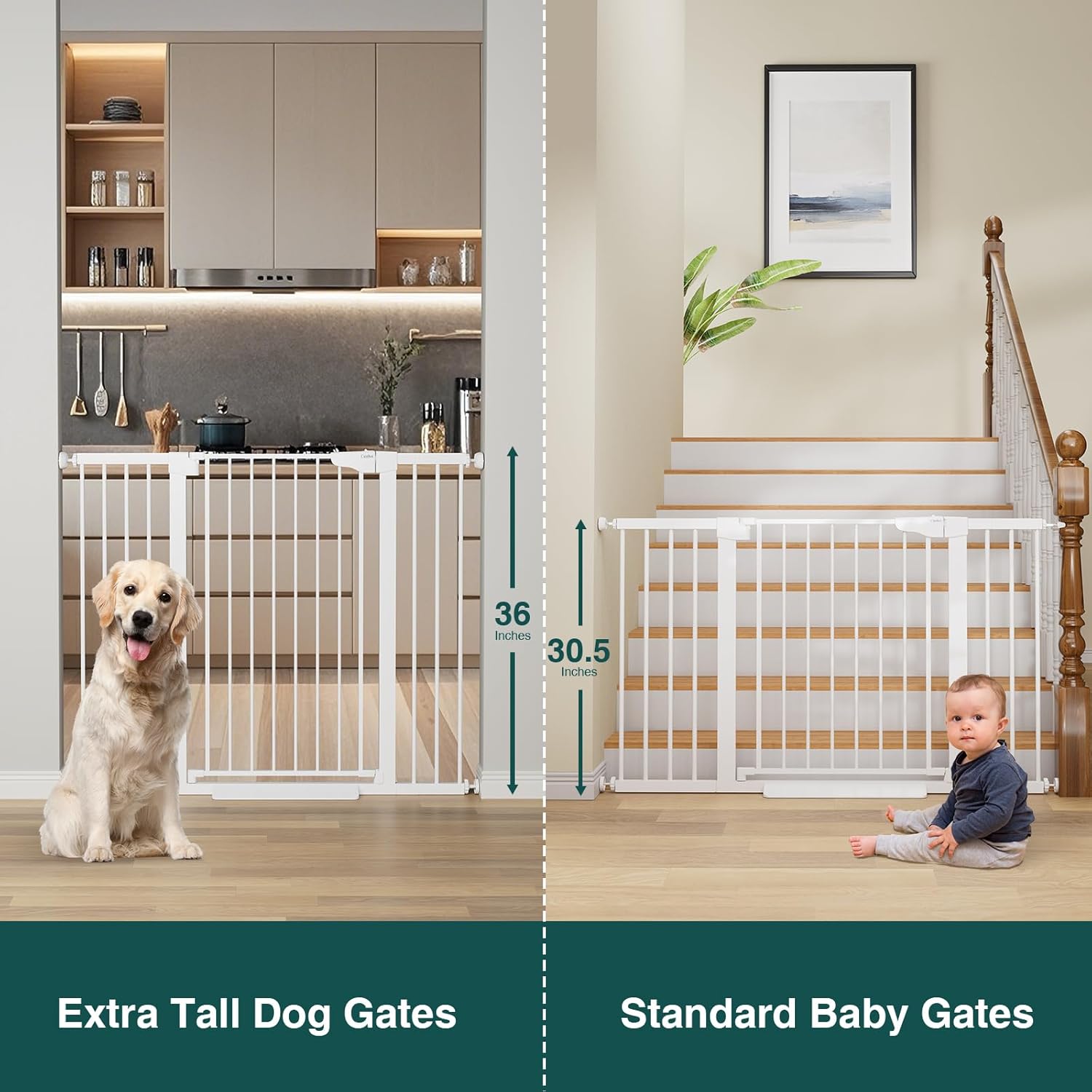 Cumbor Extra Tall 36 Baby Gate for Stairs and Entryways