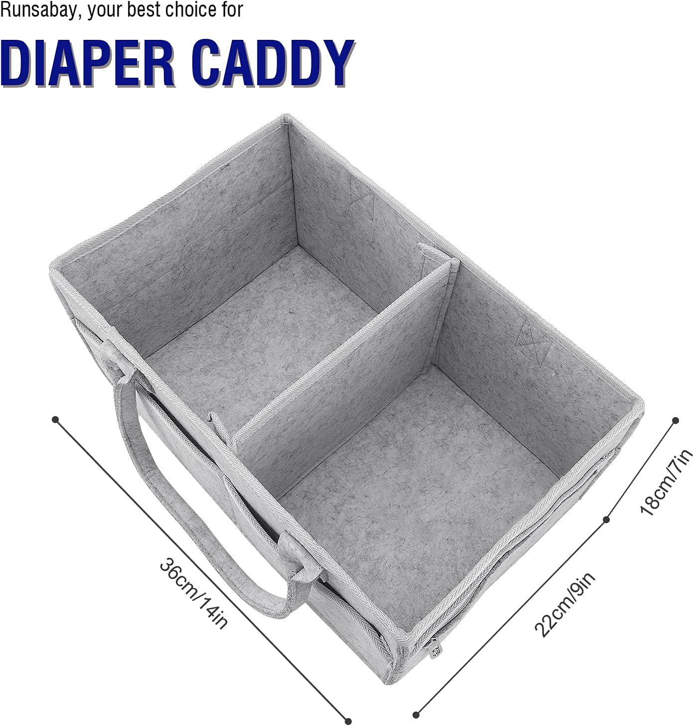Runsabay Grey Large Diaper Caddy Organizer for Baby