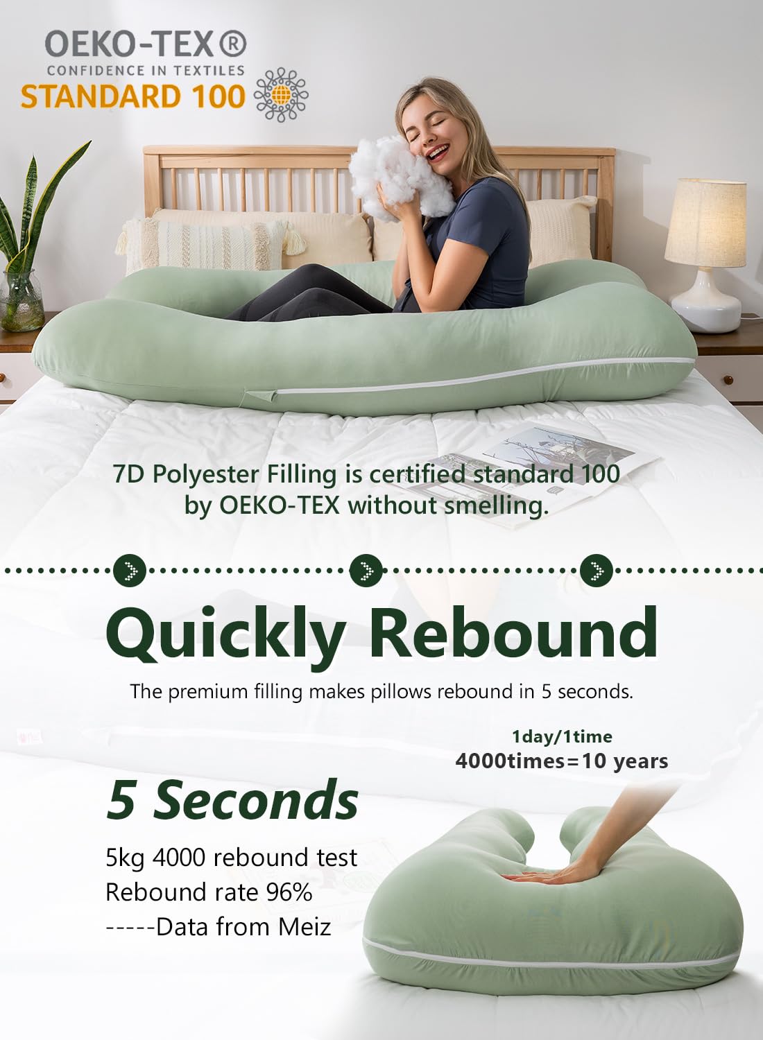 Meiz Pregnancy Pillow U Shaped Cooling Maternity Support