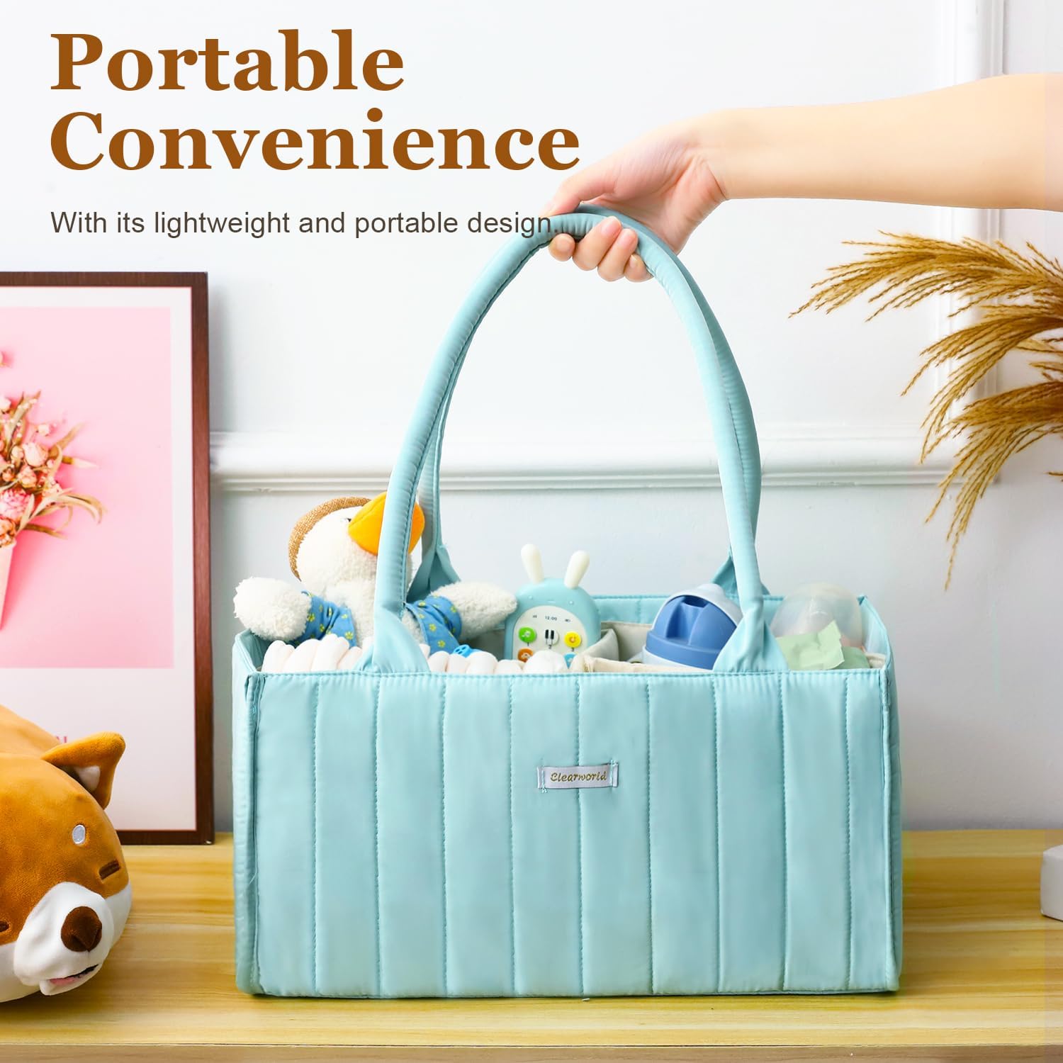 Clearworld Diaper Caddy Organizer Pale Green 1