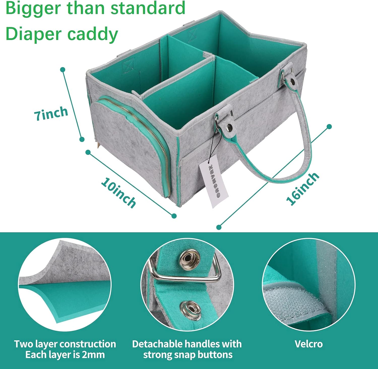 Eco-Friendly Baby Diaper Caddy Organizer Tote Bag