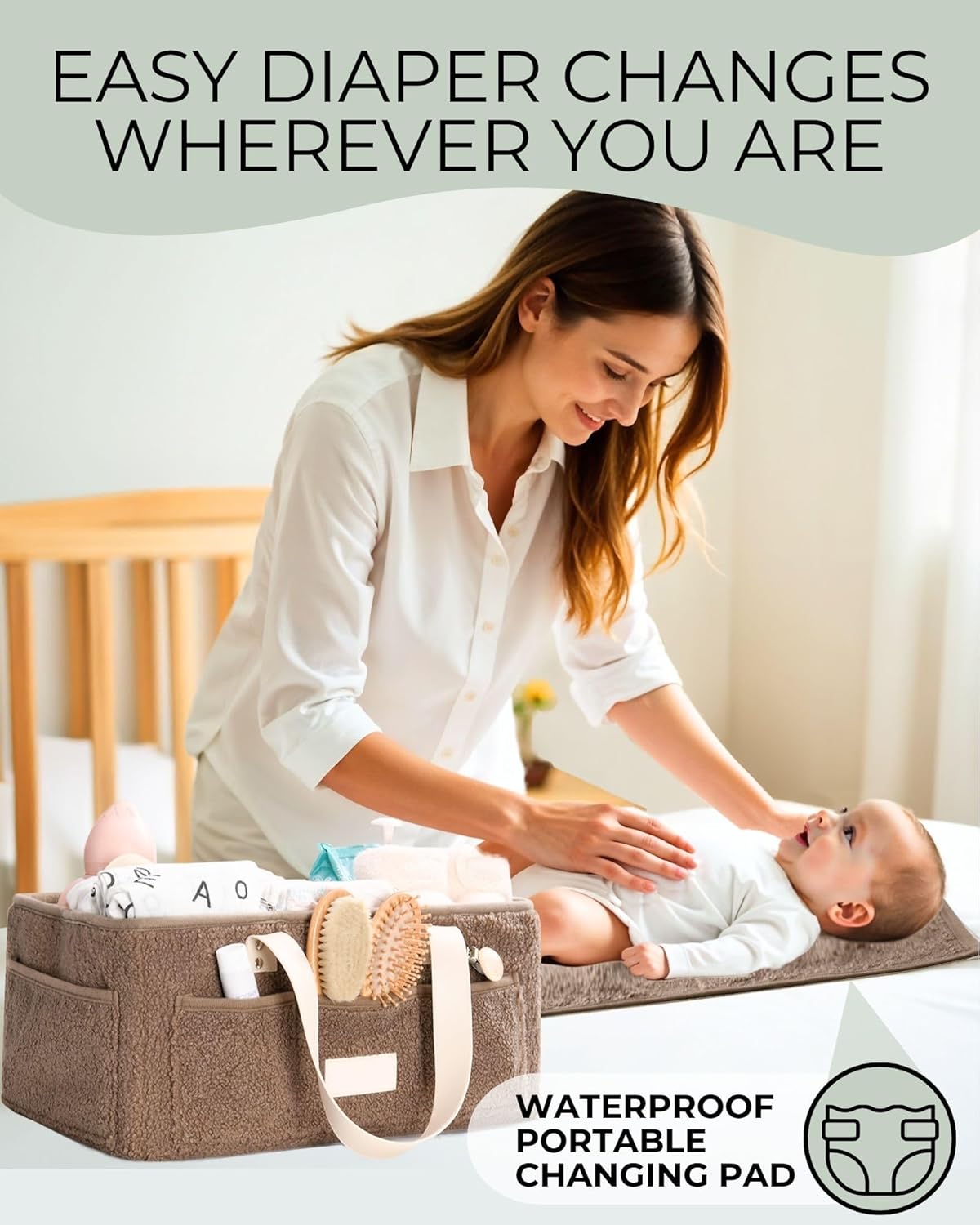 Toodly Baby Diaper Caddy with Changing Mat Organizer