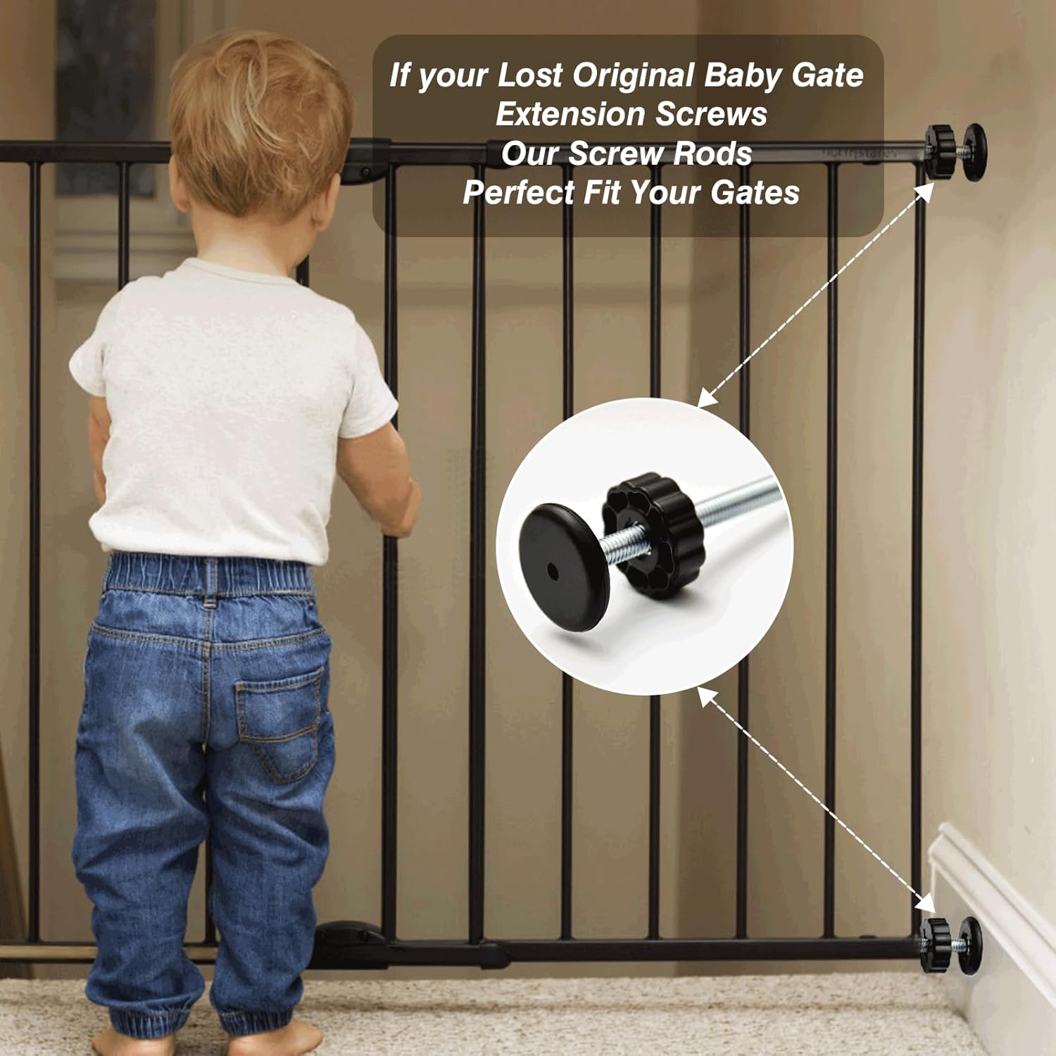 4 PCS Baby Gate Replacement Parts 8MM Spindle Rods