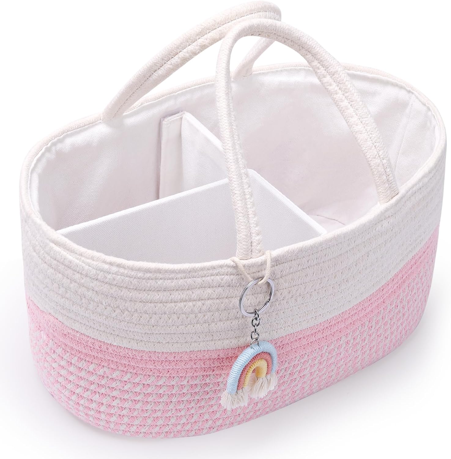 Skycase Cotton Rope Diaper Caddy Organizer Pink