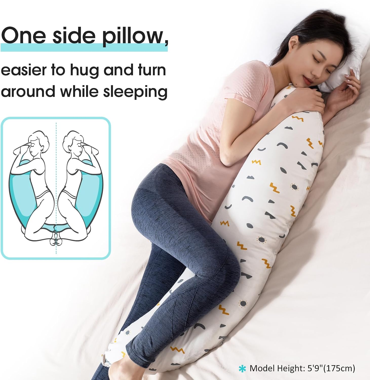 BYRIVER C Shaped Pregnancy Pillow with Cool Cotton Cover