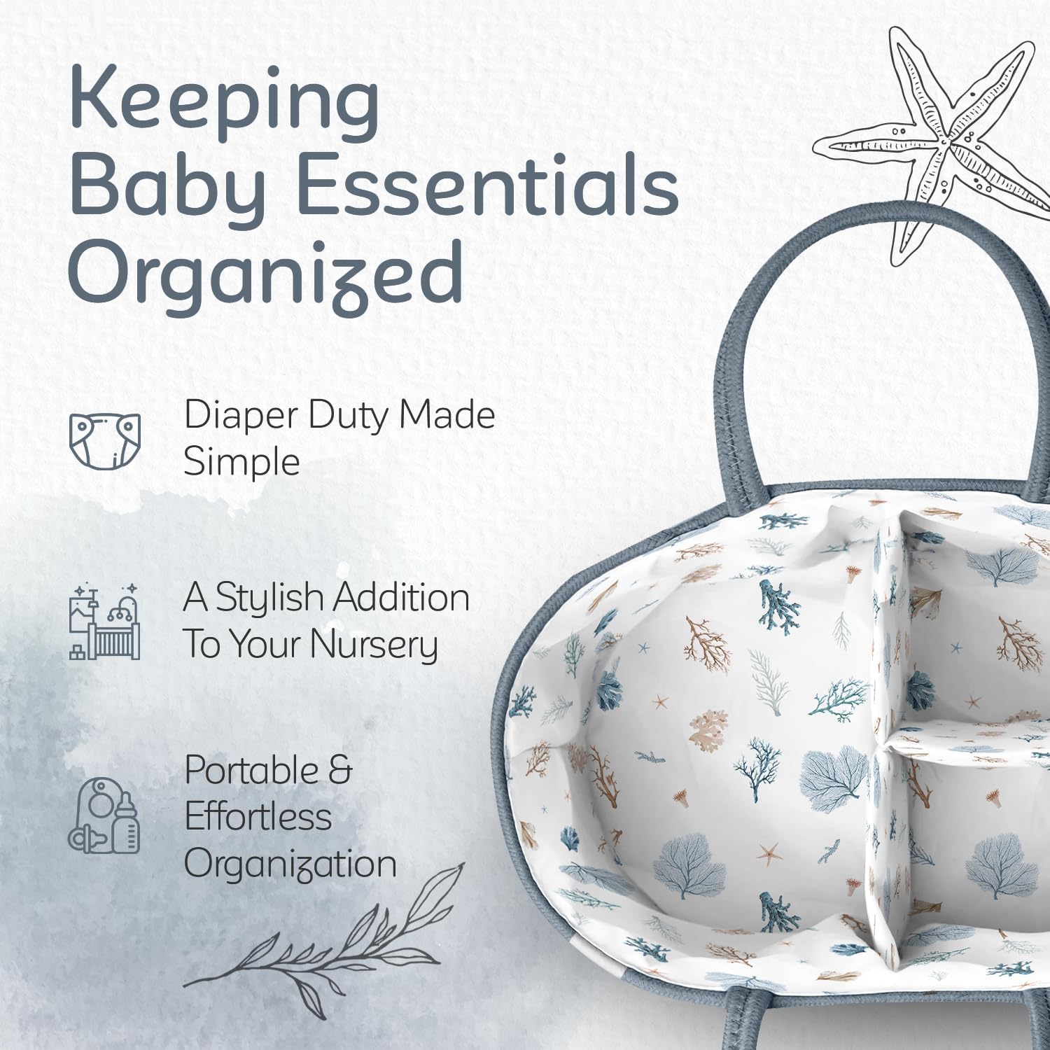 KiddyCare Diaper Caddy Organizer with Handle Lid