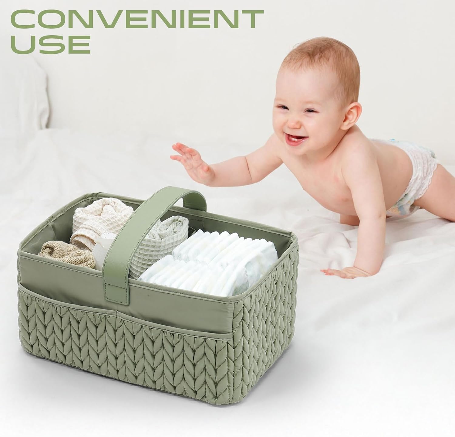 LUKJOJO Luxury Baby Diaper Caddy with Tote Bag