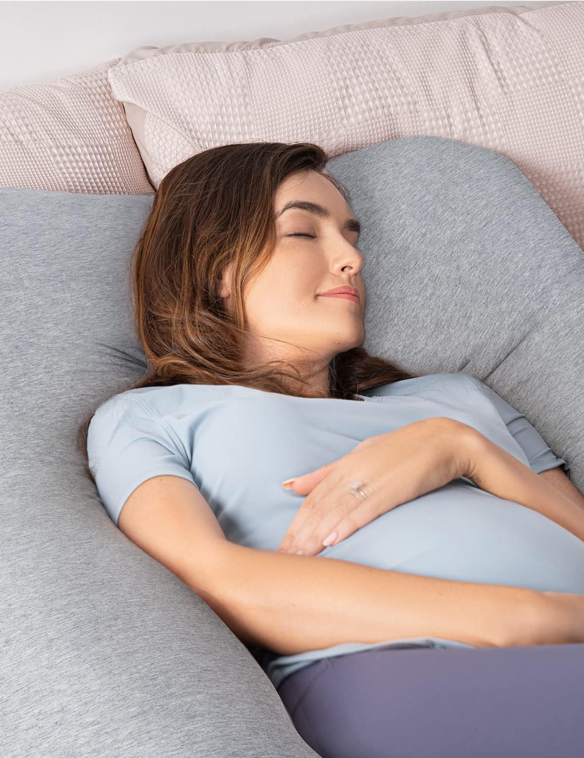 AngQi U Shaped Pregnancy Pillow with Cooling Cover 1