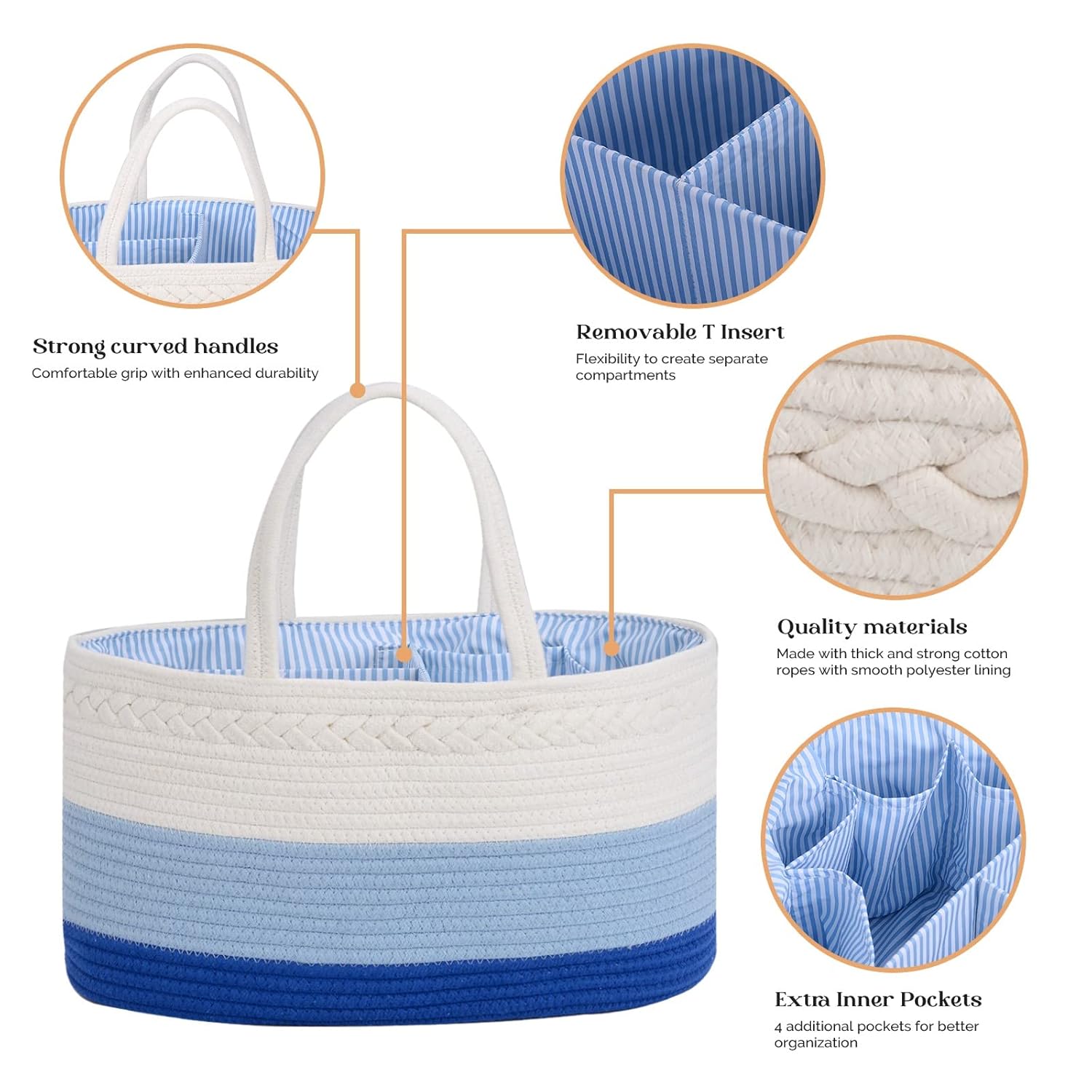 Luxury Little Baby Diaper Caddy Organizer - Blue 1