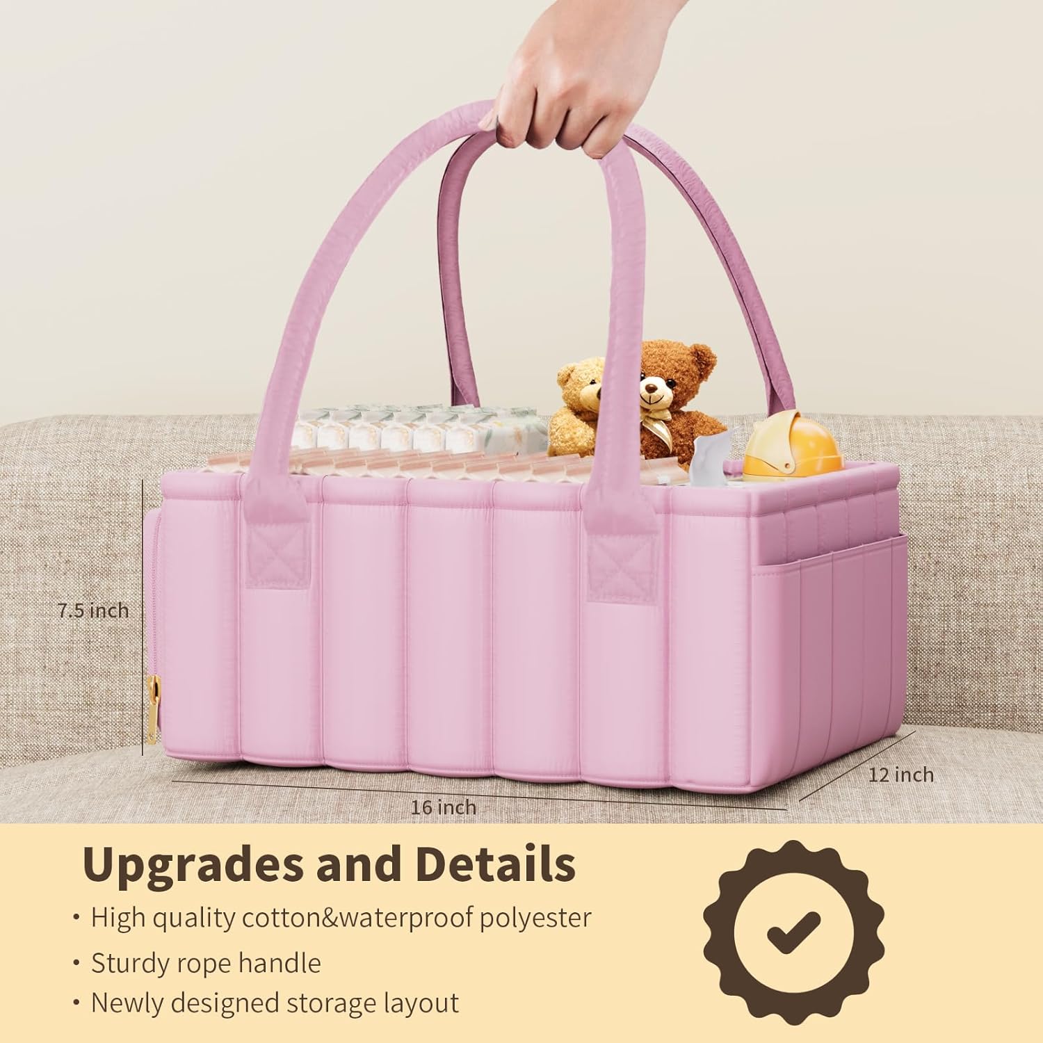 Clever Pink Baby Diaper Caddy Organizer Storage Basket