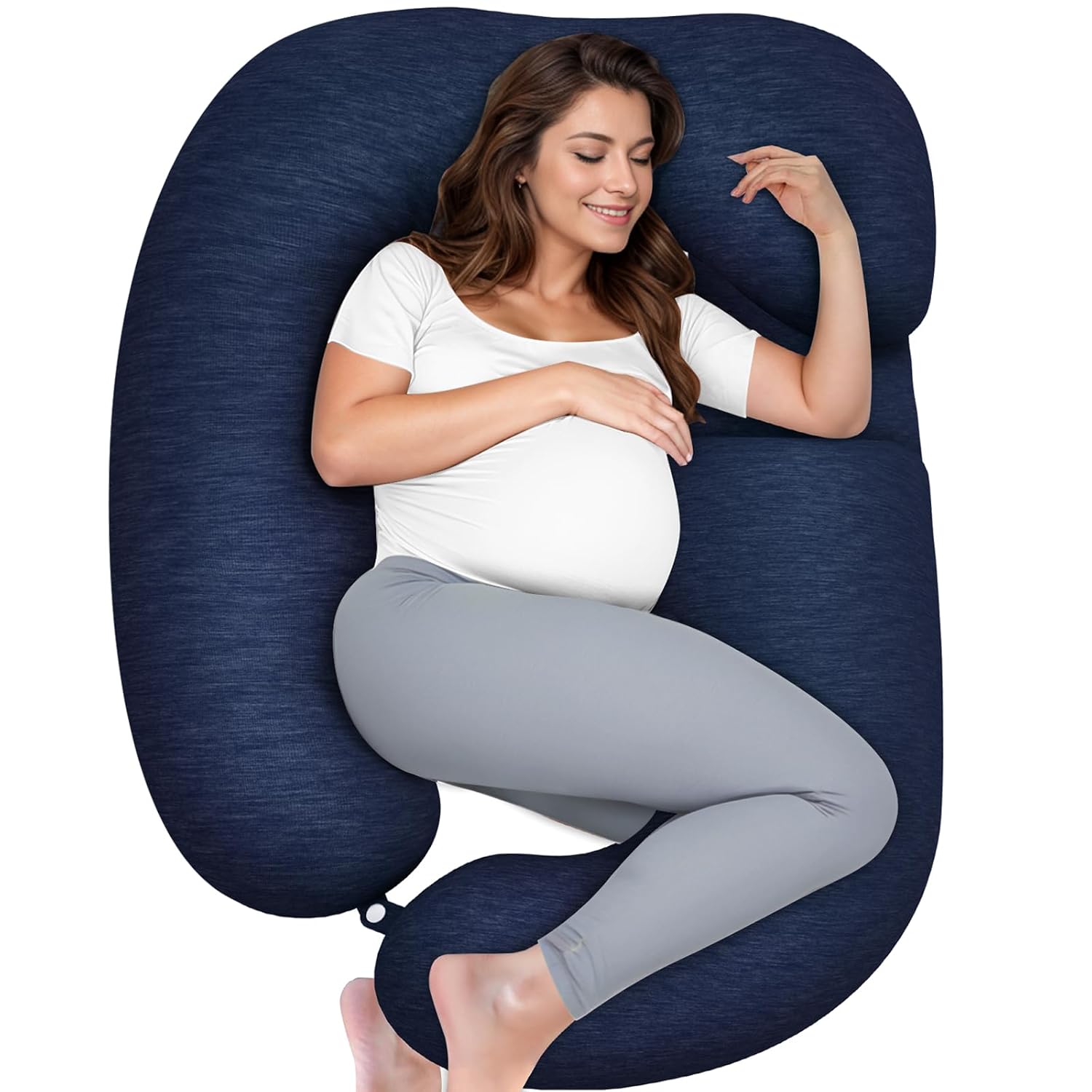 TranquilRelax Pregnancy Pillow with Blue Cover 1