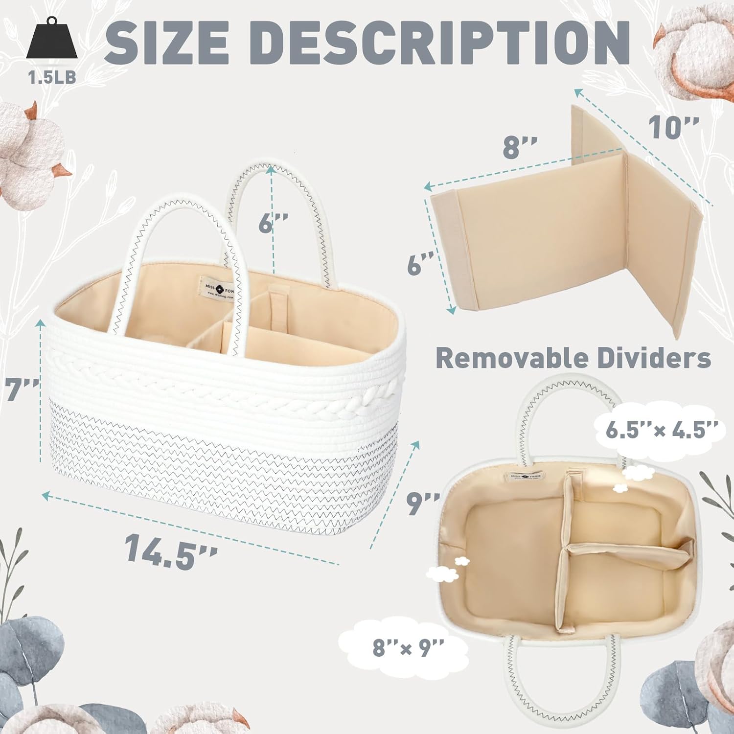 Miss Fong Diaper Caddy Organizer Portable Baby Basket