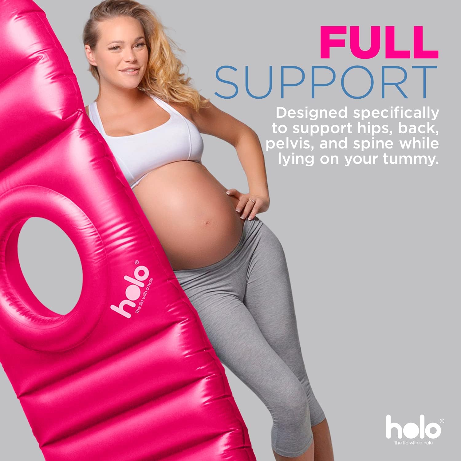HOLO Original Inflatable Pregnancy Pillow - Full Body Support Pink