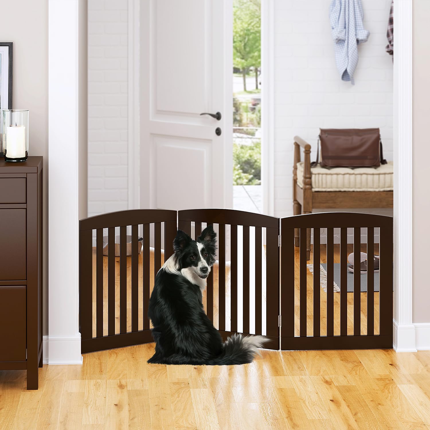 PAWLAND Wooden Pet Gate for Dogs 24 Height 3 Panels