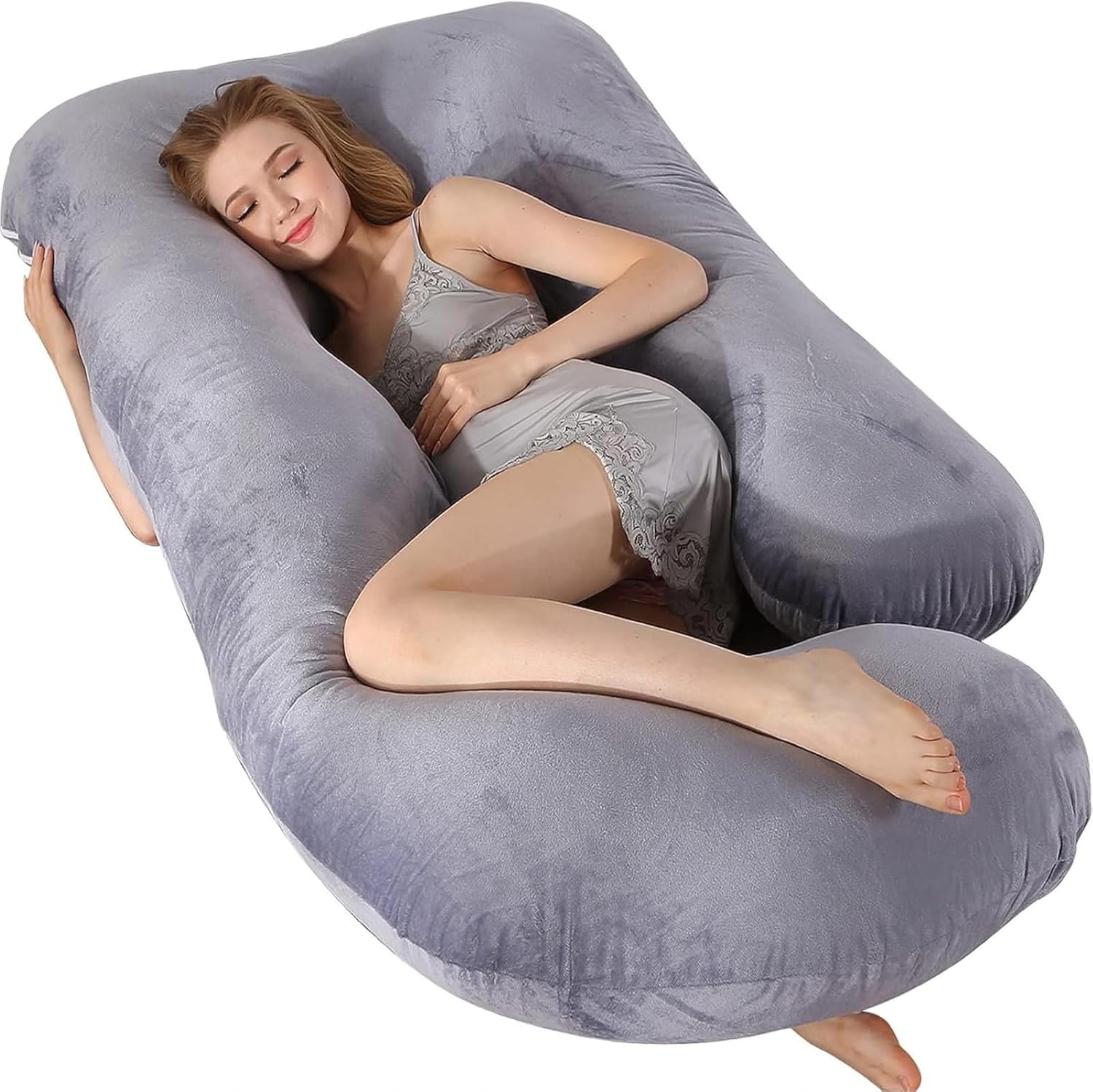 60 Inch Full Body Pregnancy Pillow with Cooling Washable Cover