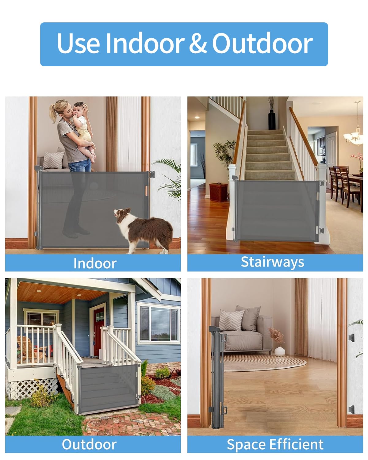 Veraste Retractable Baby Gate 33x55 Grey
