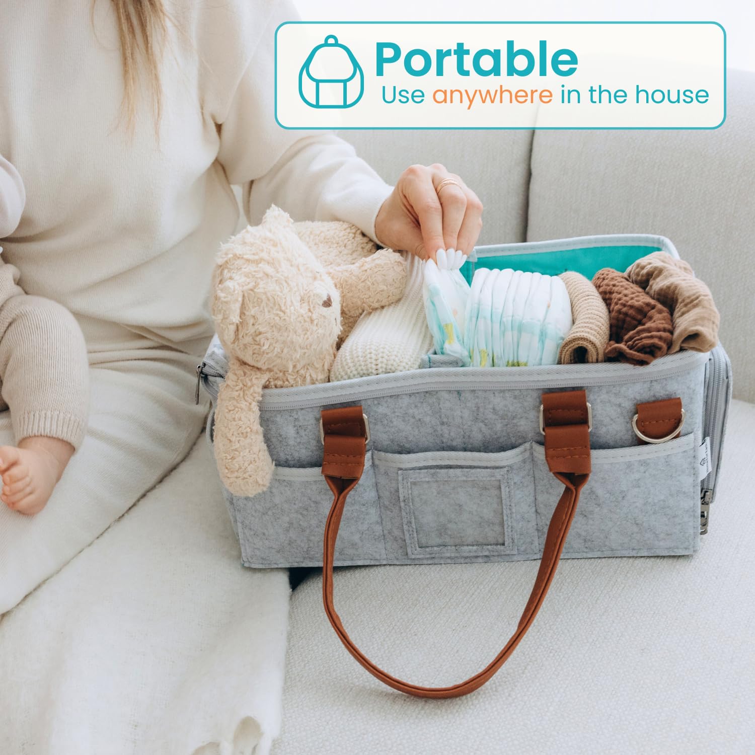 HOME FOR EACH Baby Diaper Caddy With Lid Organizer 1