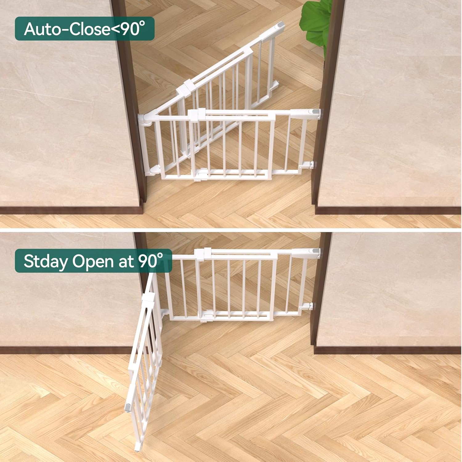 Babelio 297-465 Stair Gate with Auto Close and No Bottom Bar White