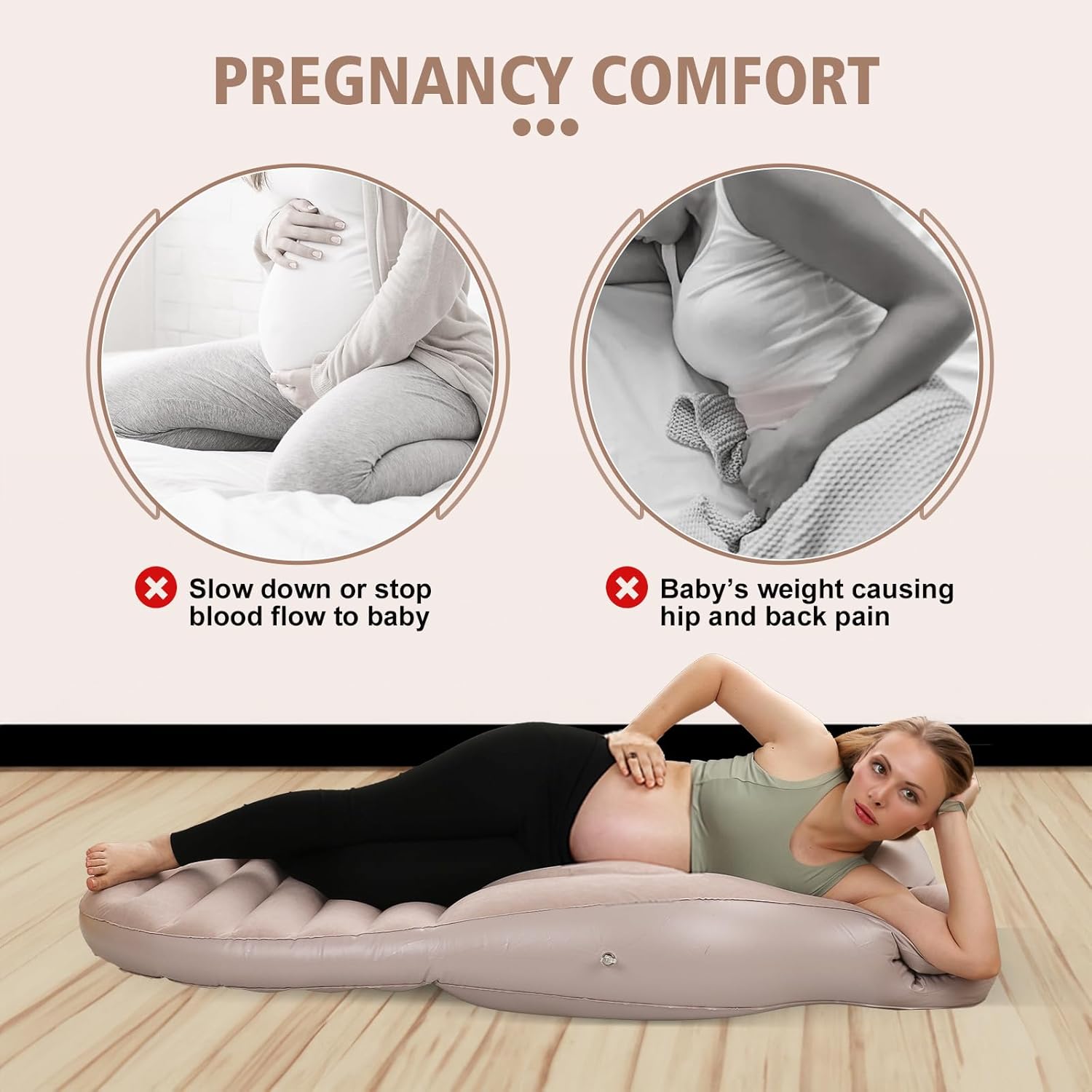 Toggloo Inflatable Pregnancy Pillow with Belly Hole Gray 1