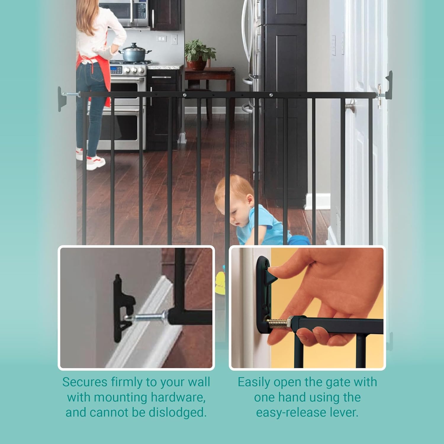 KidCo G2001 Safeway Baby Gate Black