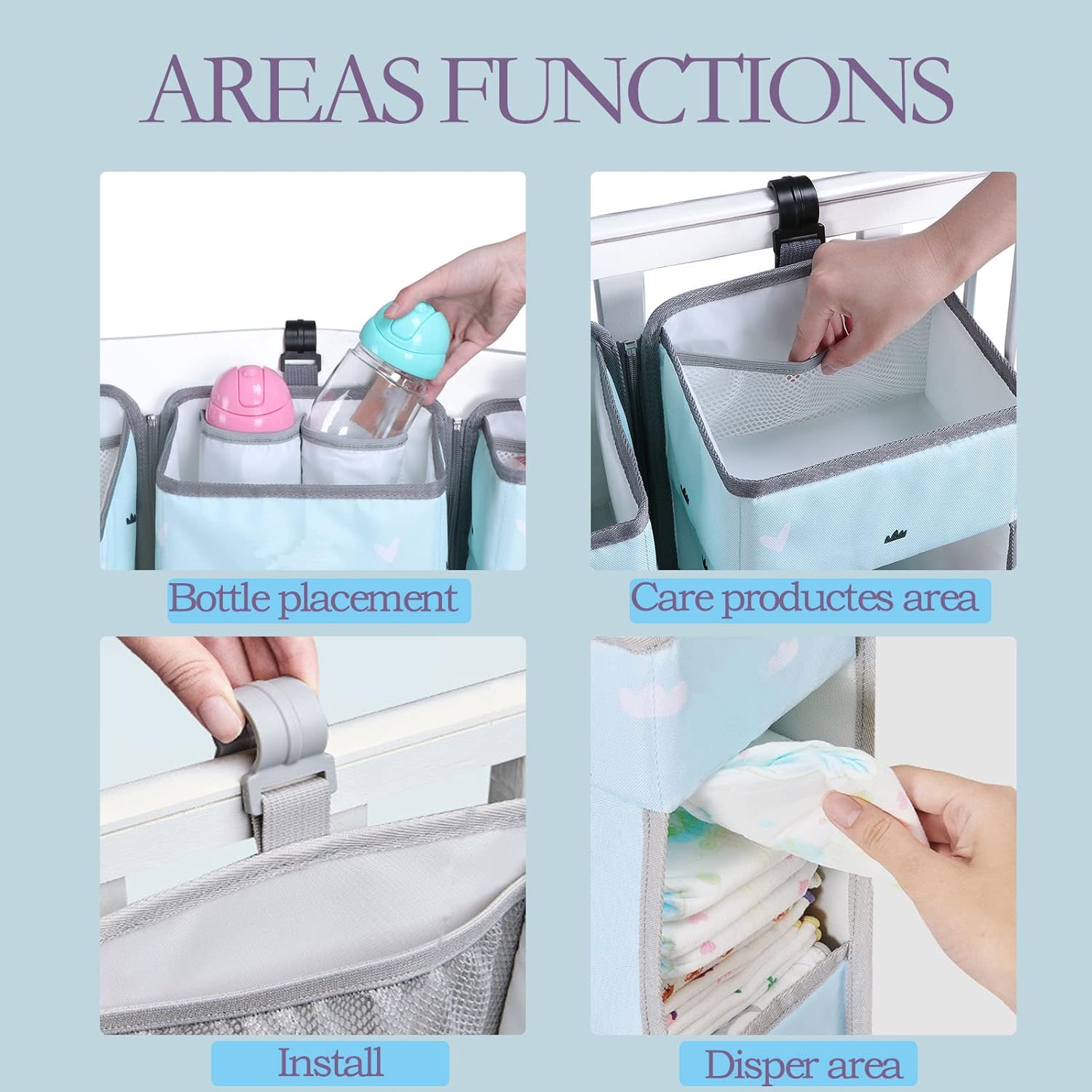 TOCKONIMN 3-in-1 Hanging Diaper Caddy Organizer