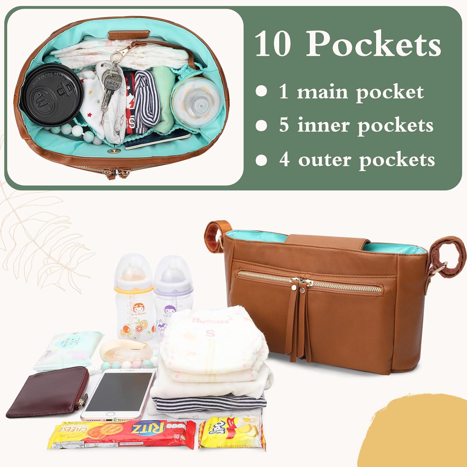 MOMINSIDE Baby Diaper Caddy Organizer with Insulated Cup Holders