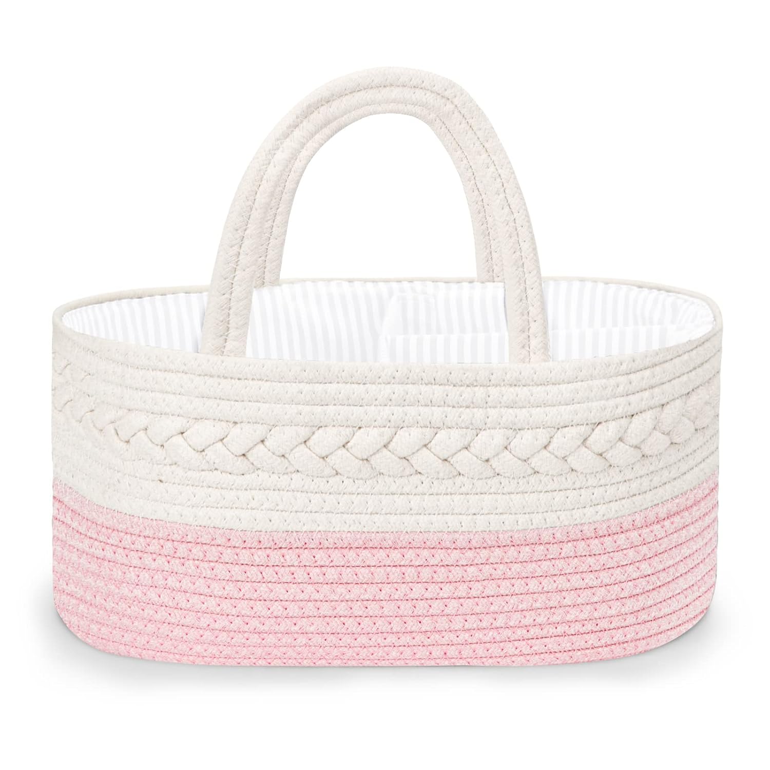 Maliton Diaper Caddy for Baby Girl - Cotton Rope Organizer