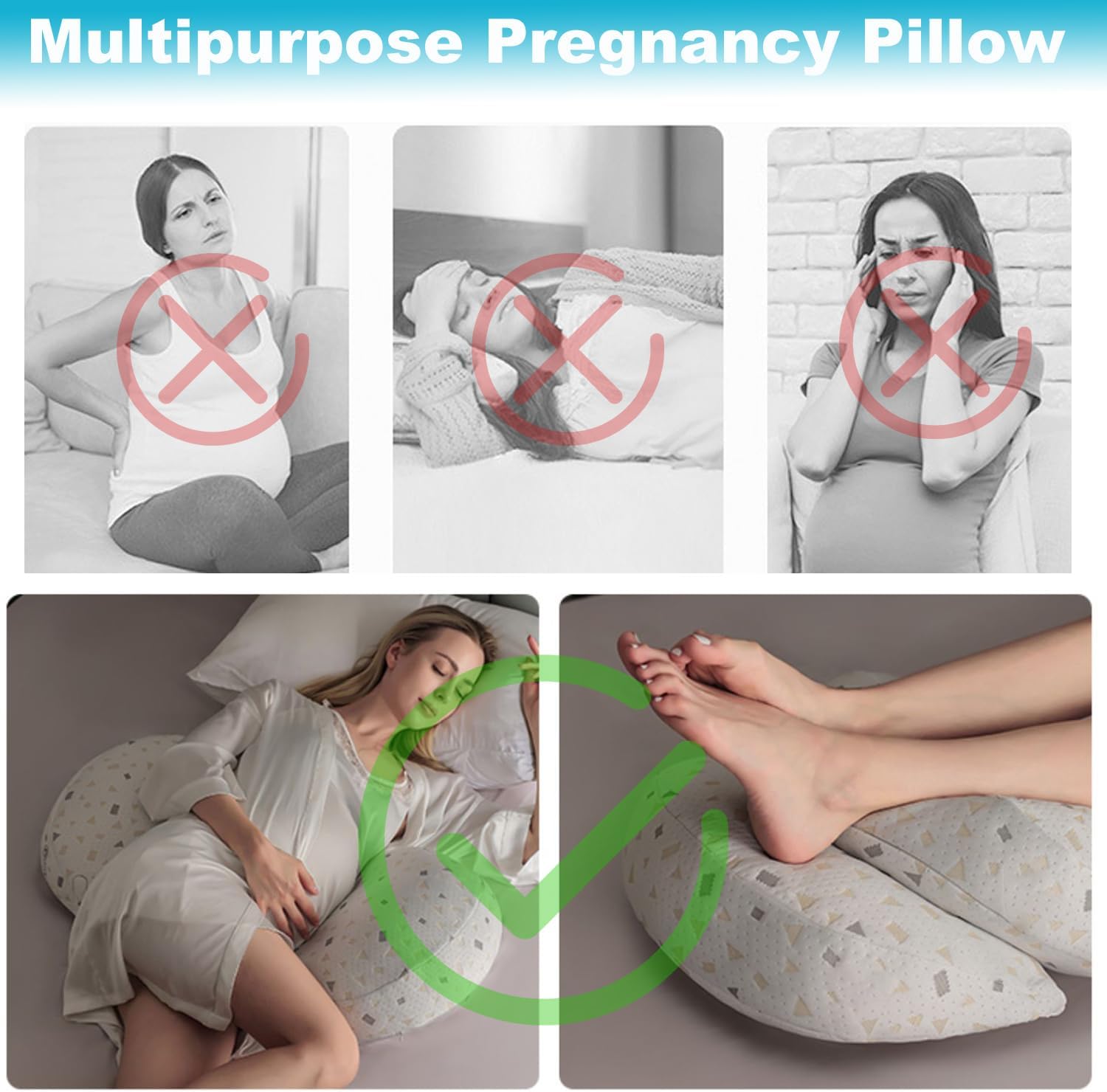 DOUBLE 2 C Pregnancy Body Pillow - Grey