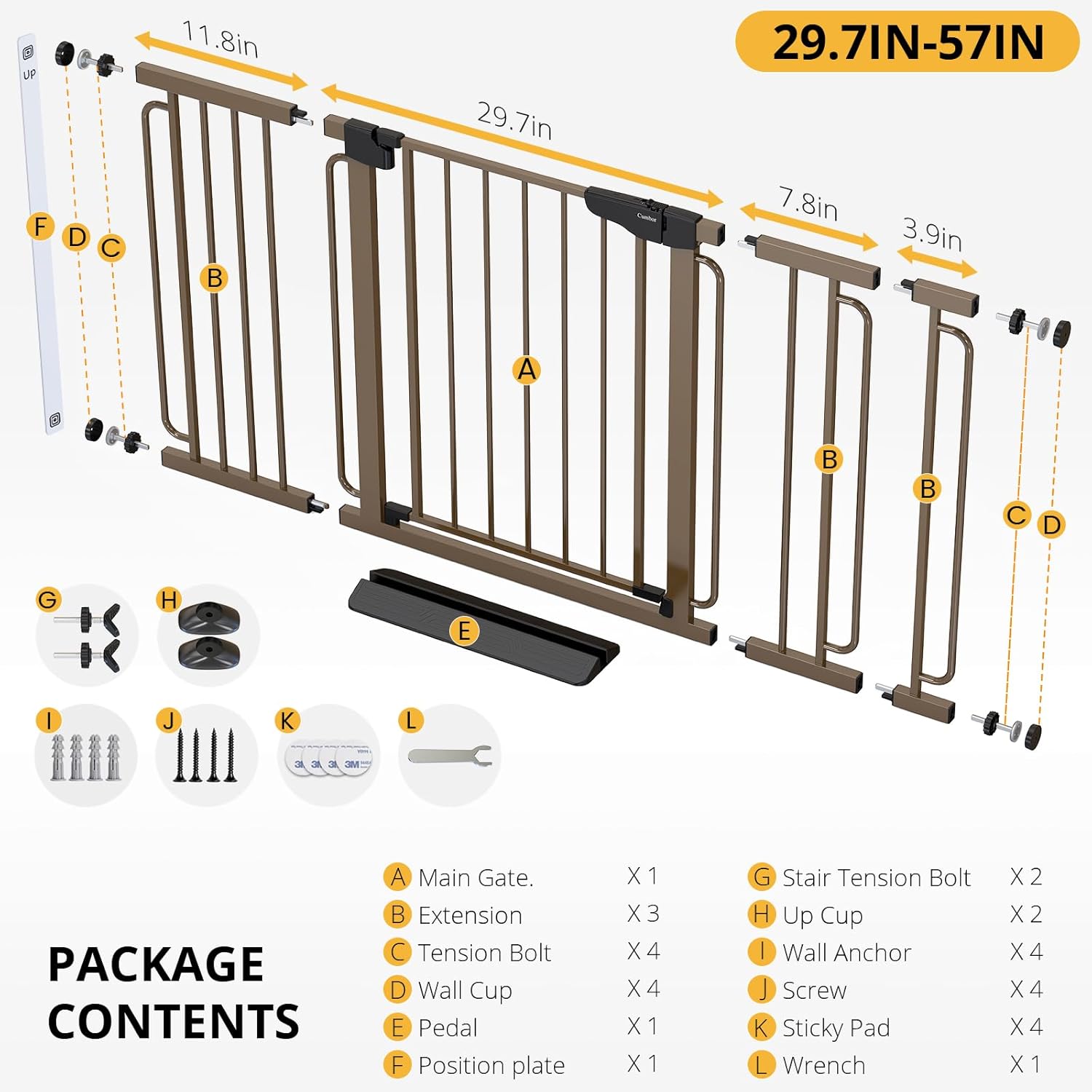 Cumbor Extra Wide Baby Gate for Stairs and Doors