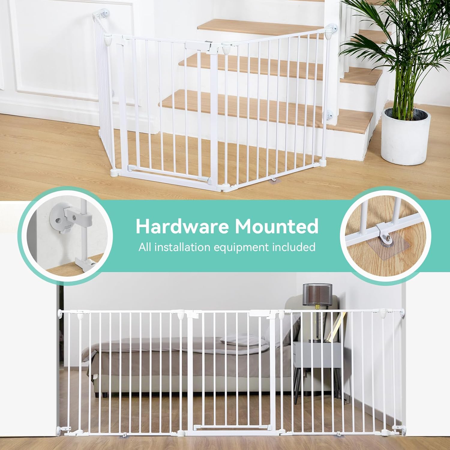 COMOMY 80 Baby Gate with Auto Close and 3 Metal Panels