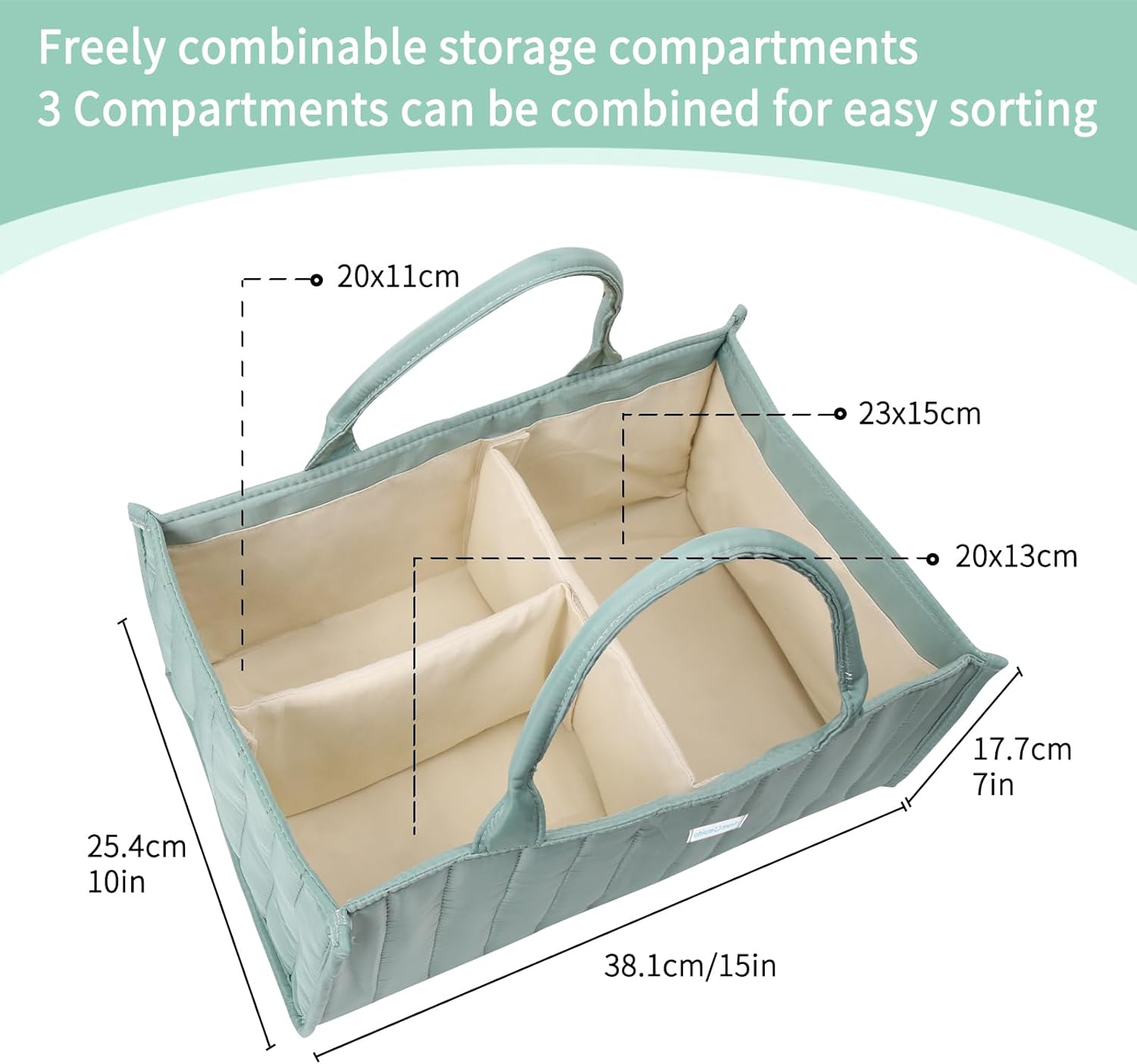 ChicMoments Baby Diaper Caddy Organizer - Matcha Green