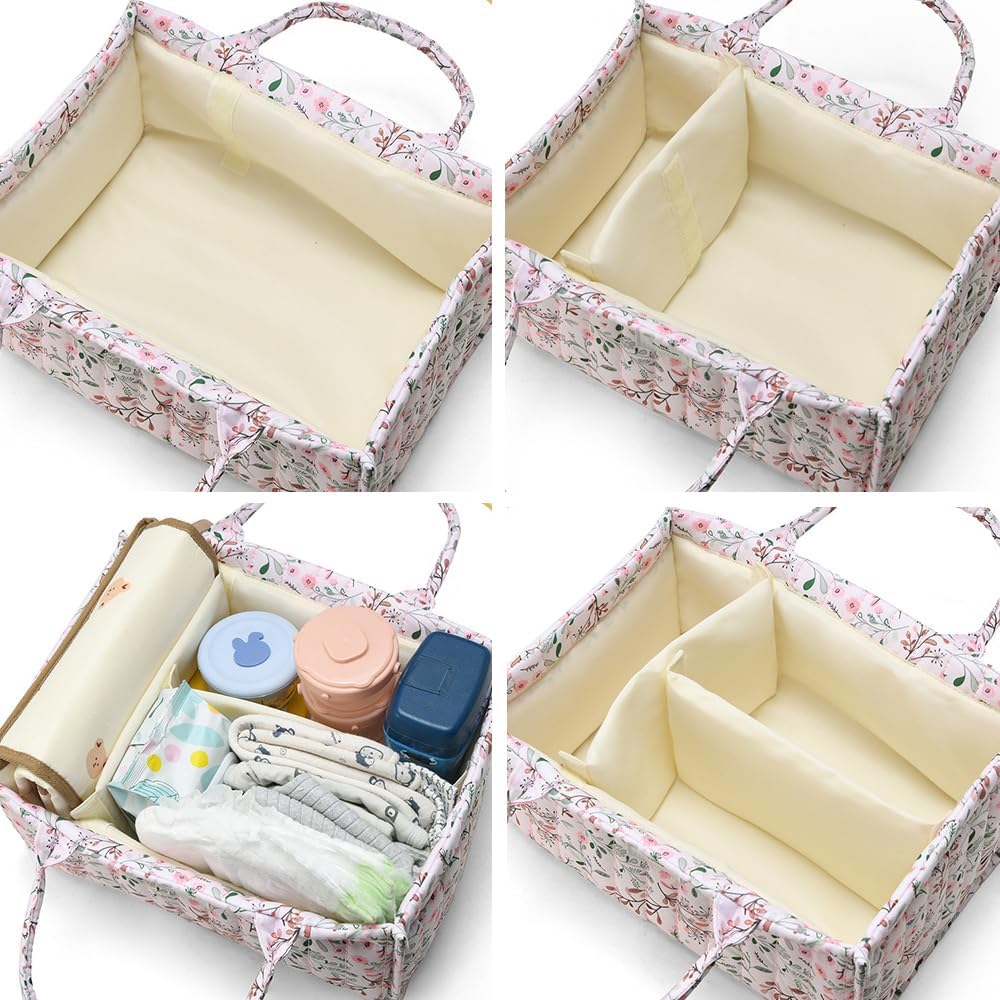 MOMIGO Floral Diaper Caddy Organizer - Pink