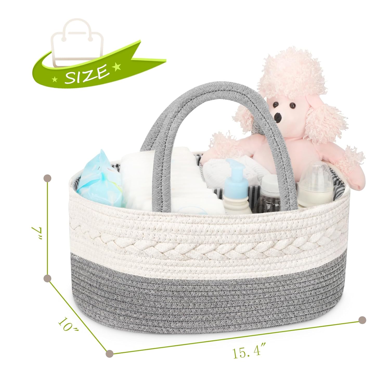 Maliton Cotton Rope Diaper Caddy - X-Large Nursery Organizer
