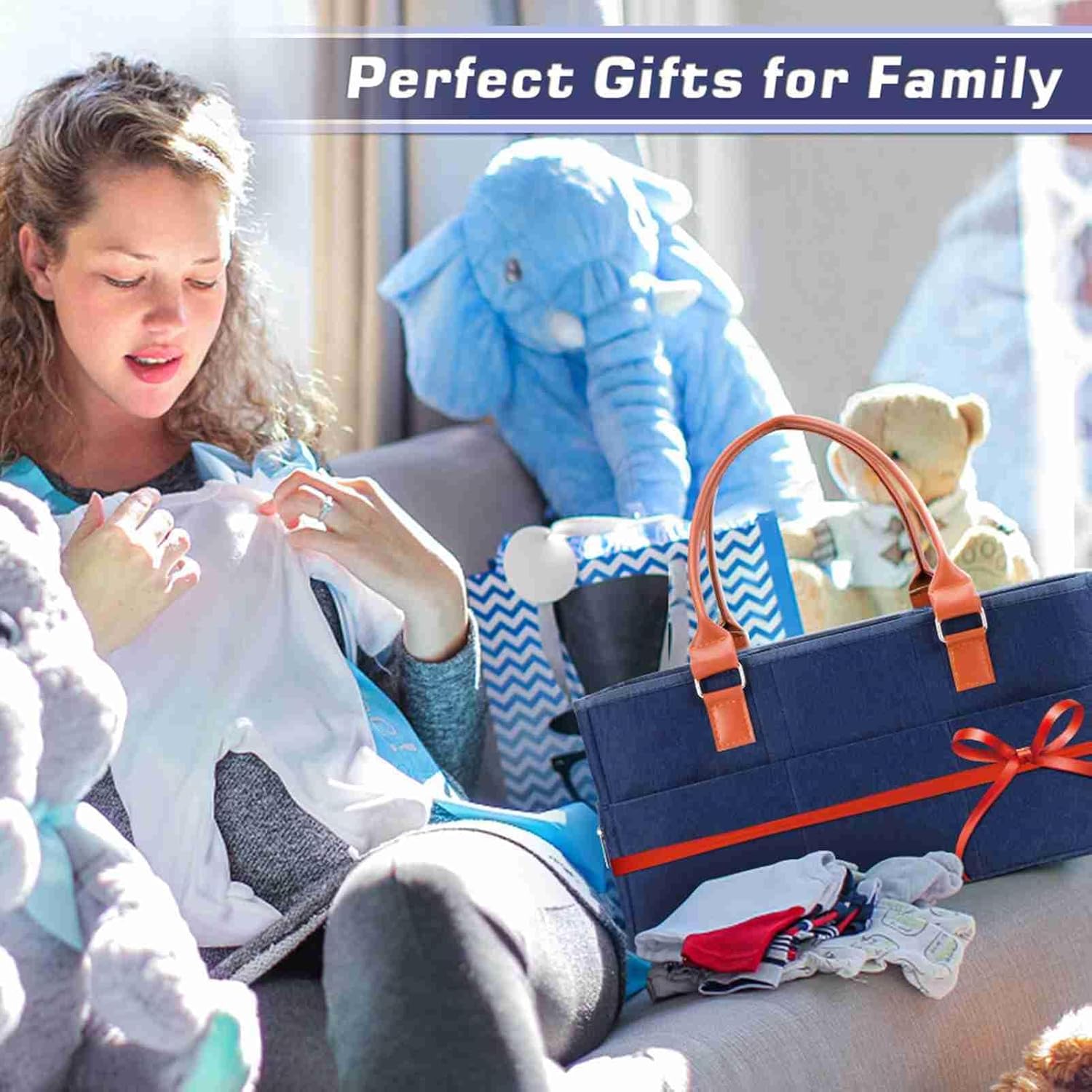 Alomejor Large Nappy Storage Caddy with Detachable Dividers