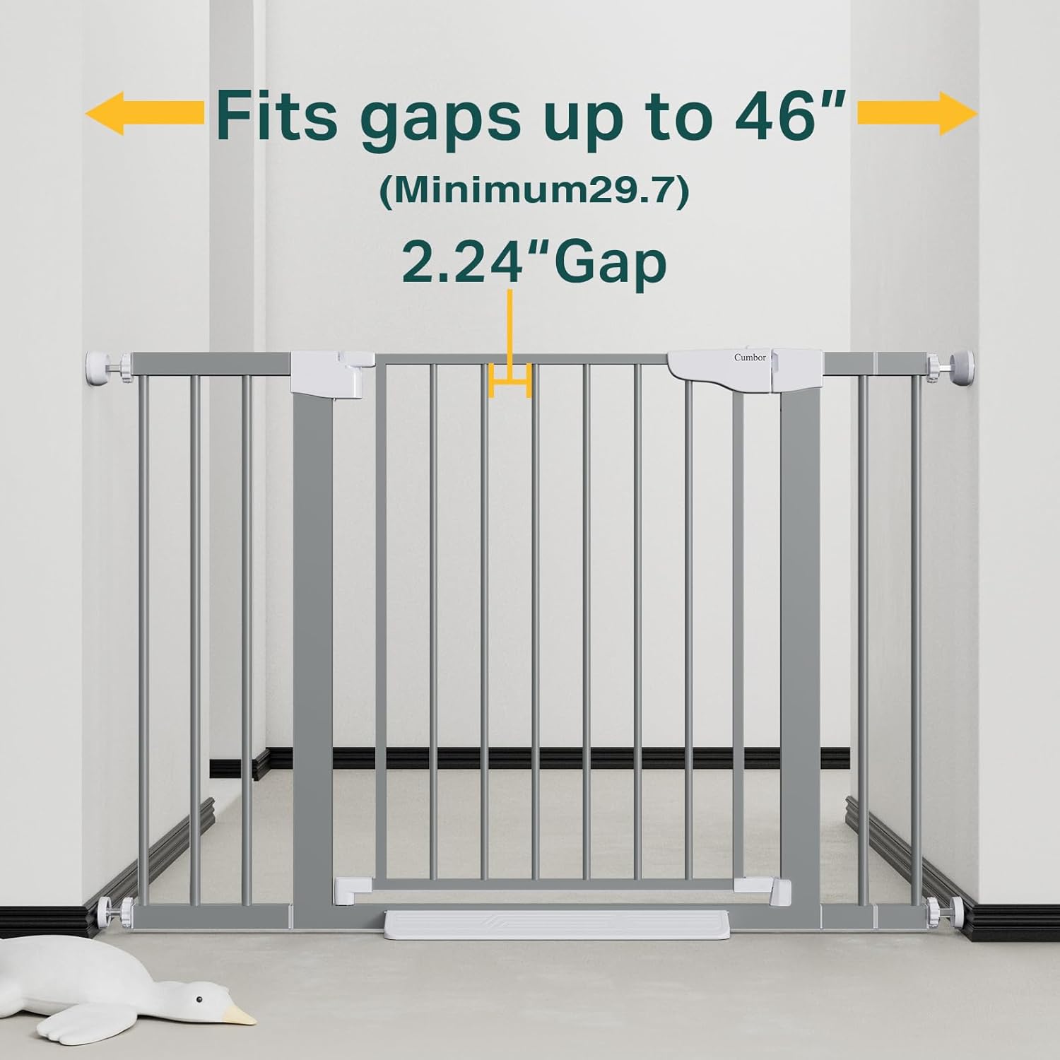 Cumbor 297-46 Inch Baby Gate for Stairs and Doors