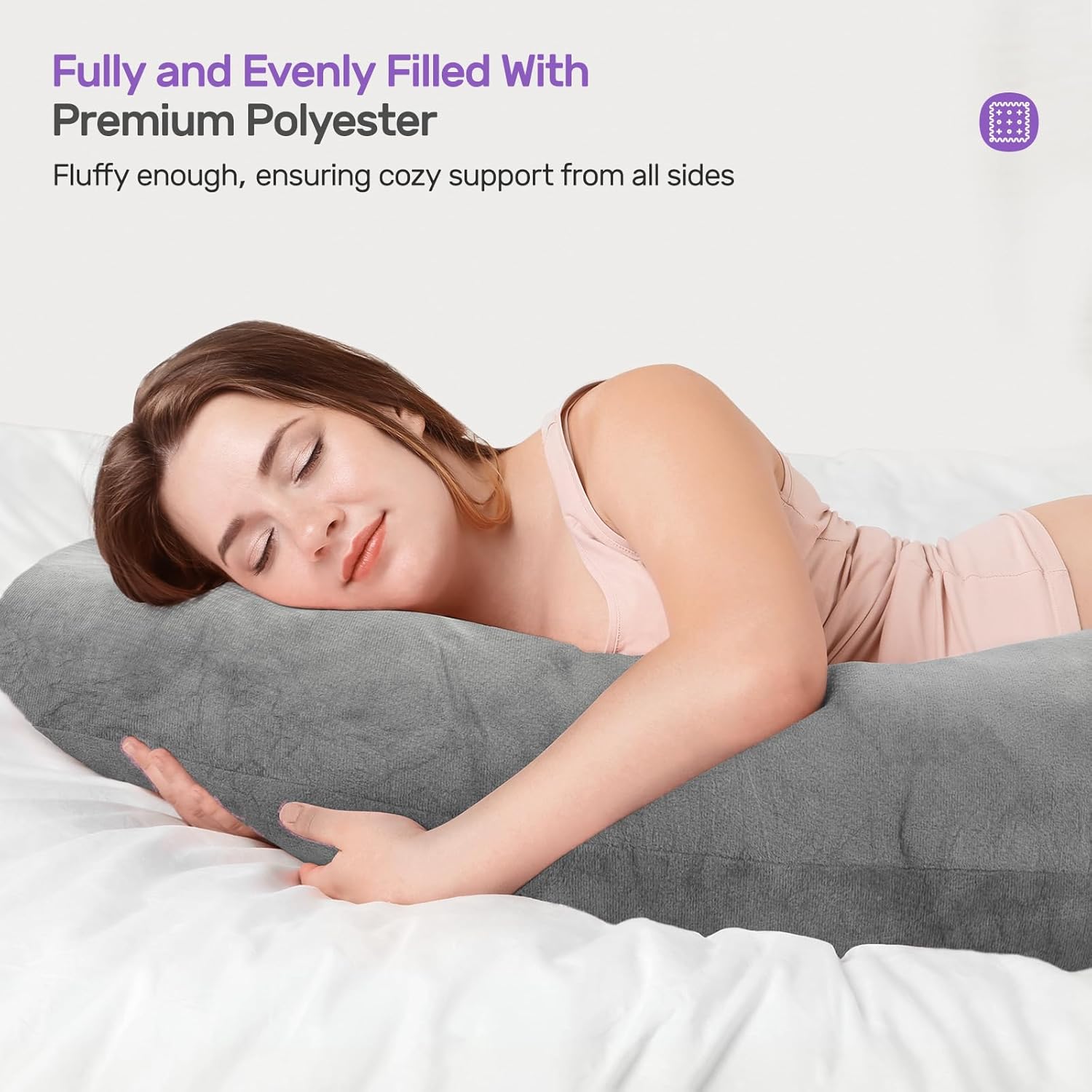 Nuliie Pregnancy Pillow with Washable Velvet Cover