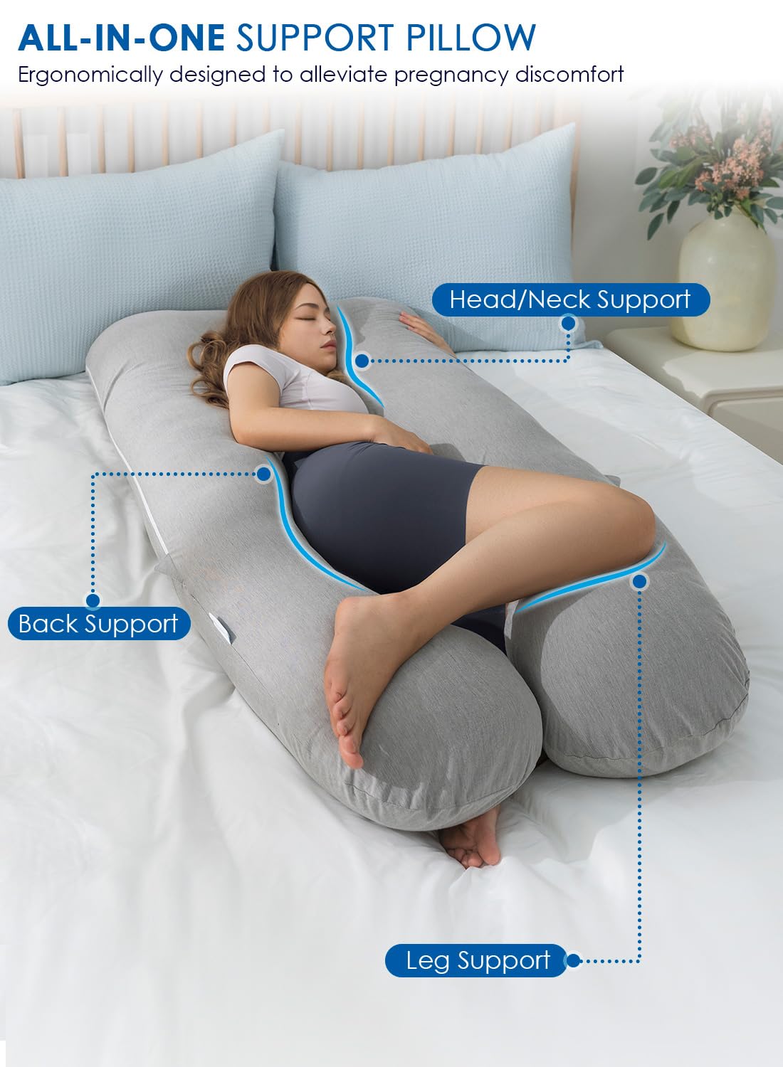 QUEEN ROSE Cooling Maternity Pillow with Silky Cover
