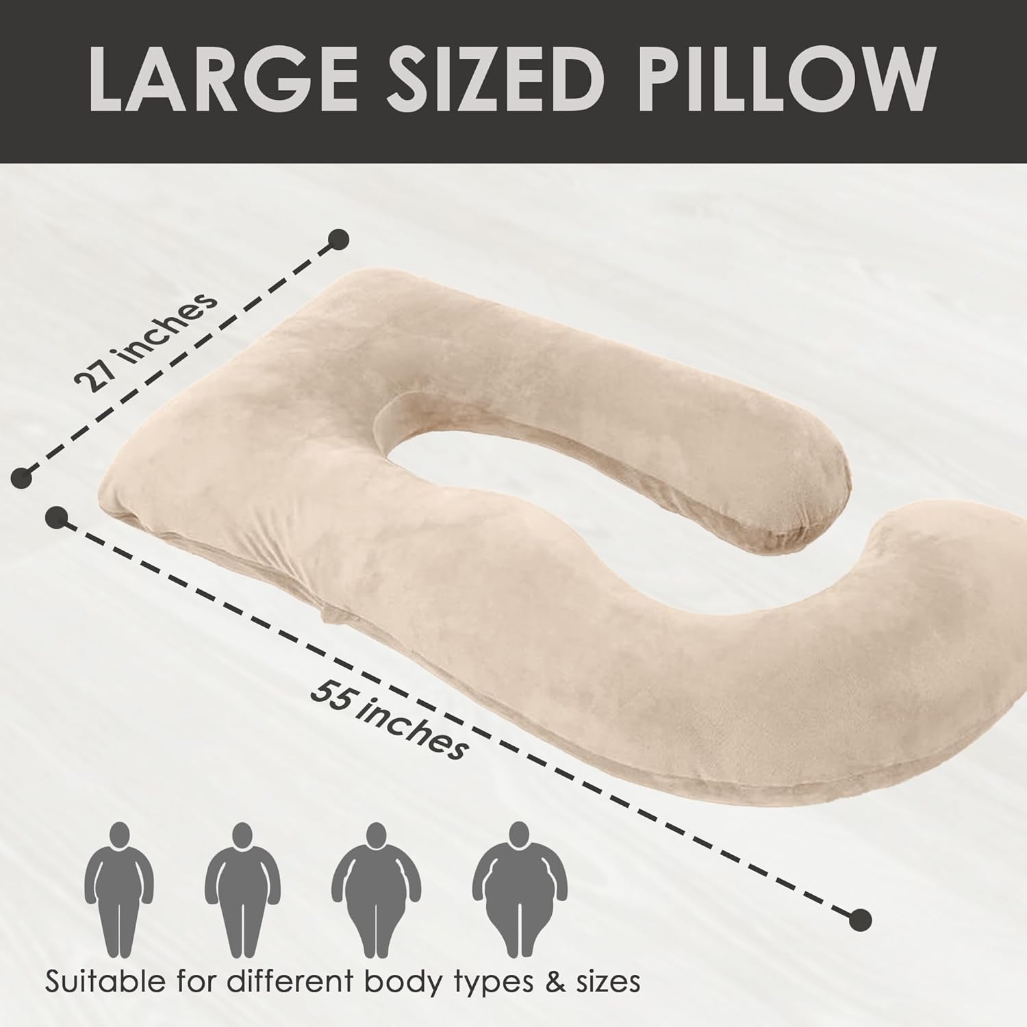 Stone Black Home Pregnancy Pillow - Oat Beige