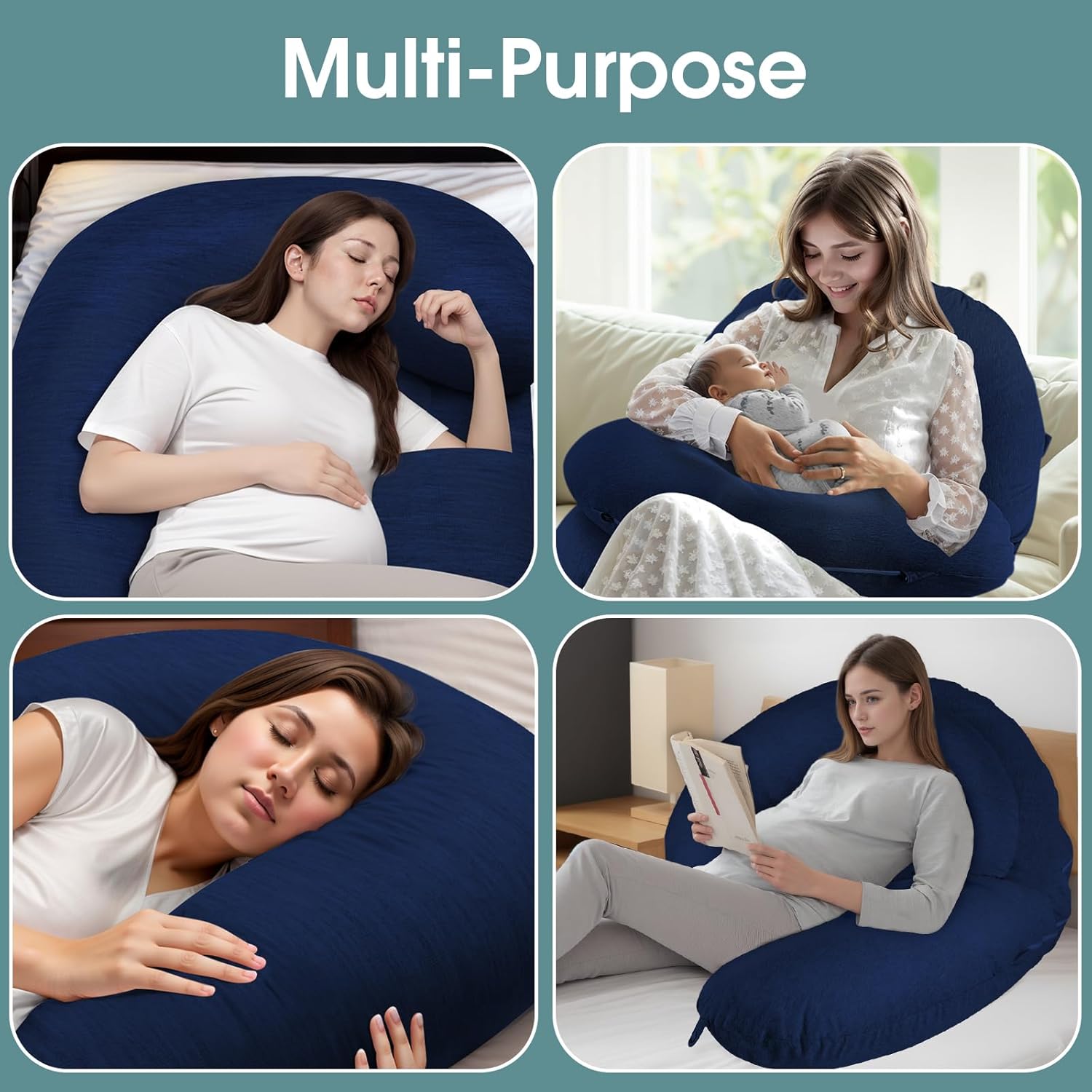 TranquilRelax Pregnancy Pillow with Blue Cover 1
