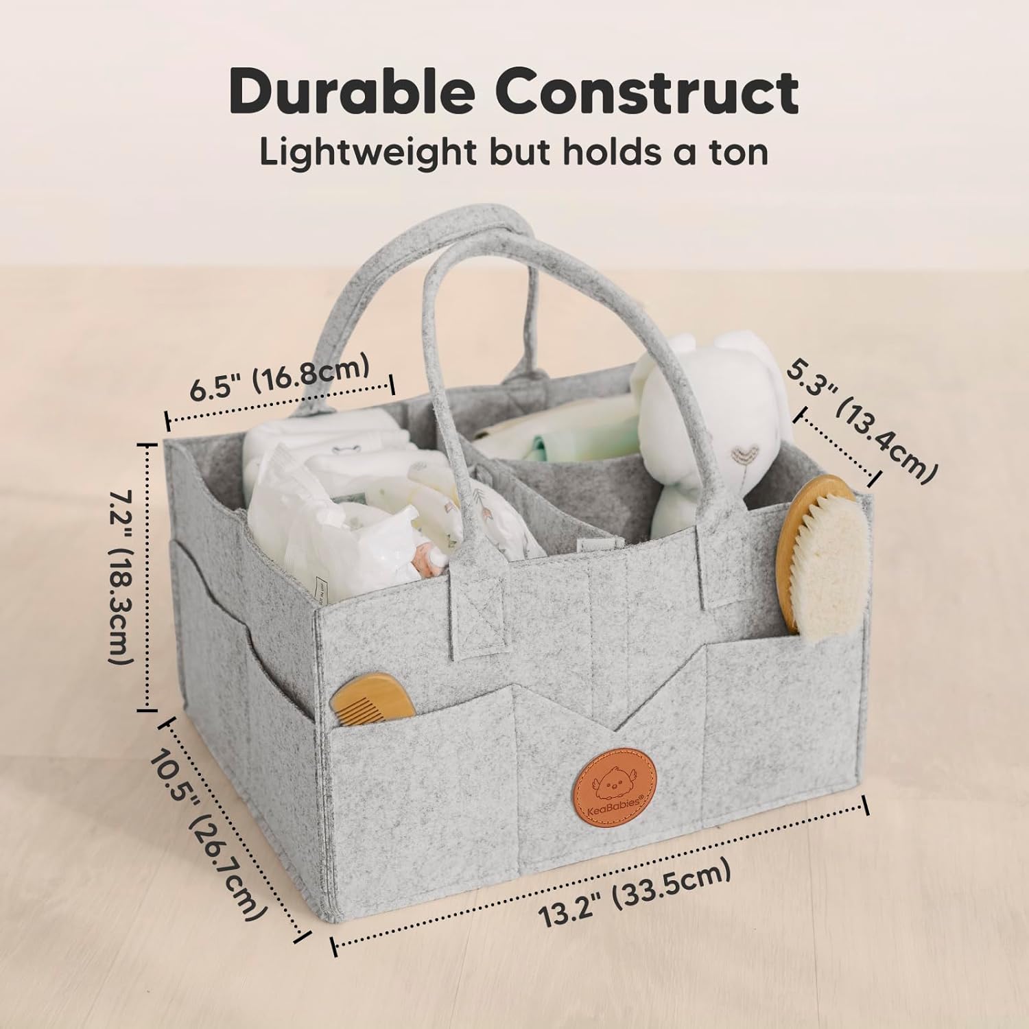 KeaBabies Baby Diaper Caddy Organizer with Handle - Classic Gray 1