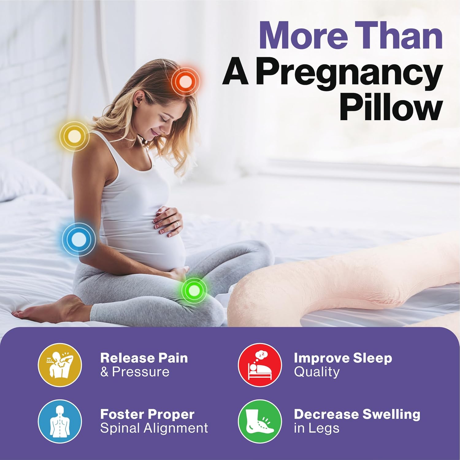 COMFYDEL Memory Foam Pregnancy Pillow - U-Shaped Full Body Support