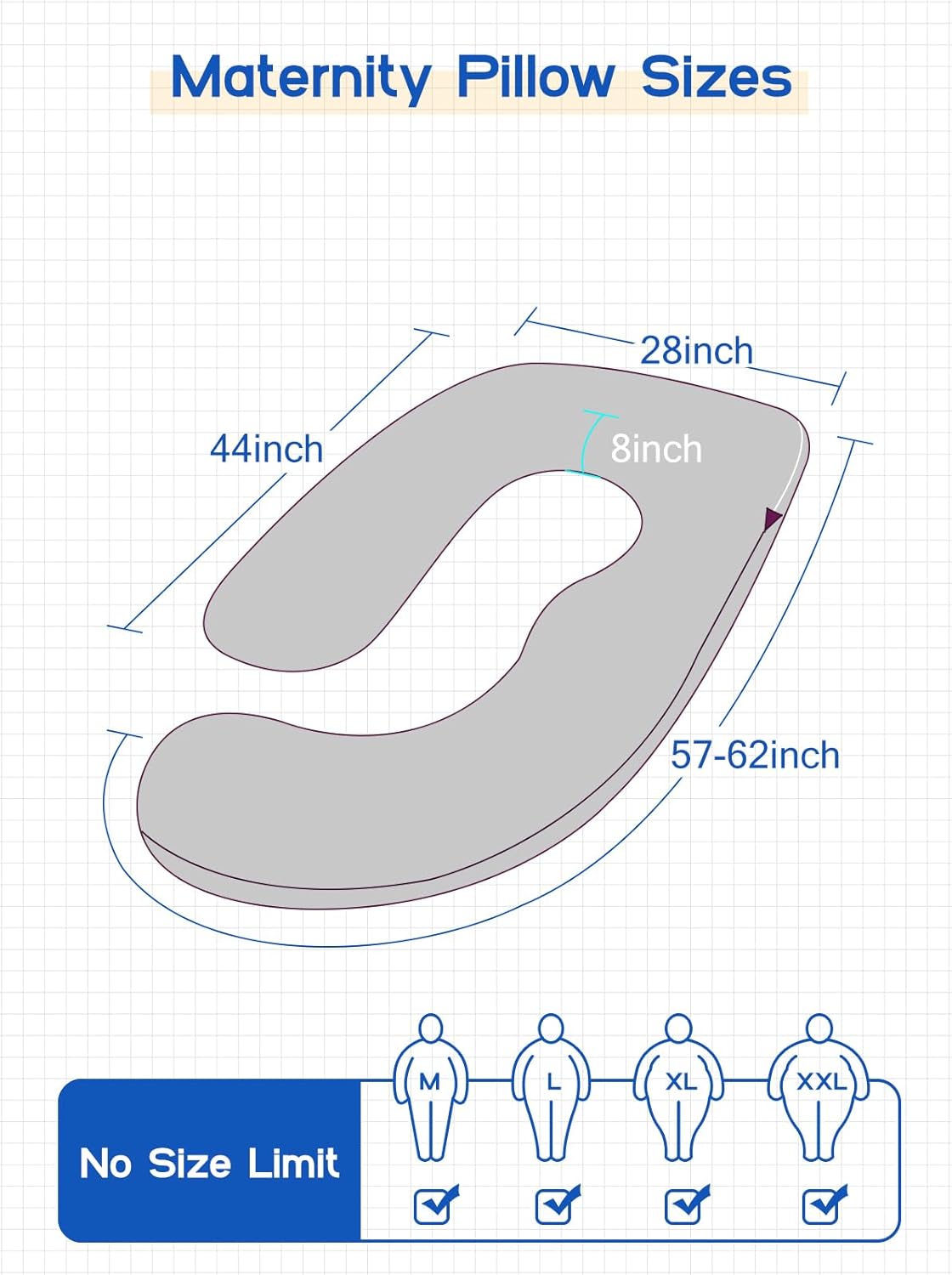 Wndys Dream Cooling Pregnancy Pillow for Full Body Support Grey