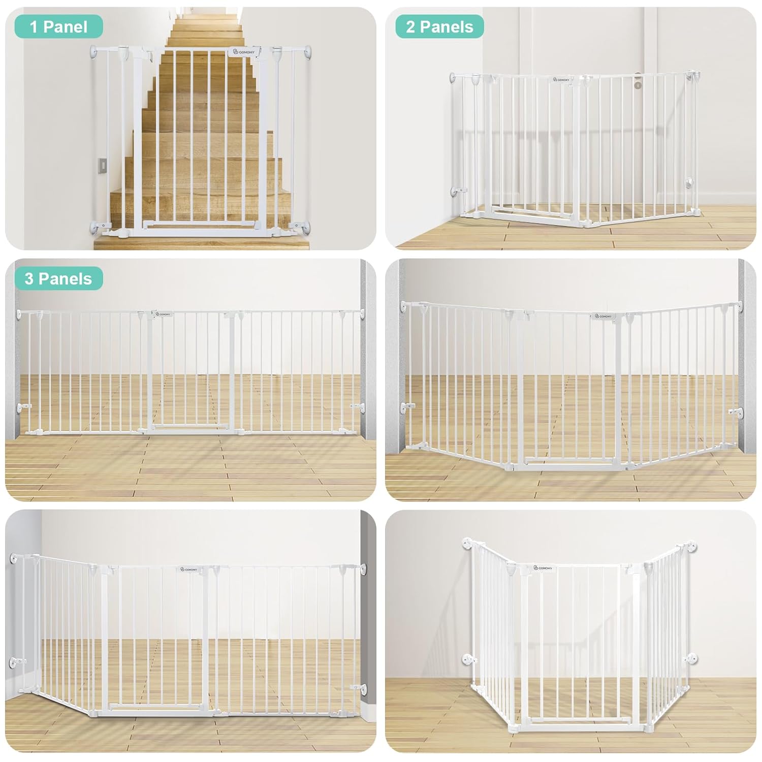 COMOMY 80 Baby Gate with Auto Close and 3 Metal Panels