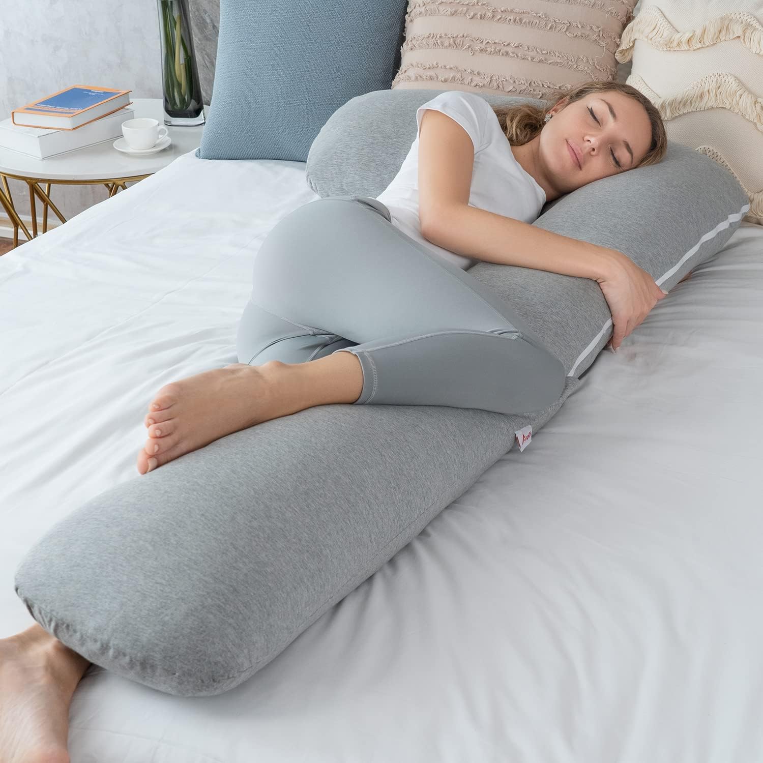 AngQi Body Pregnancy Pillow with Gray Jersey Cover 1