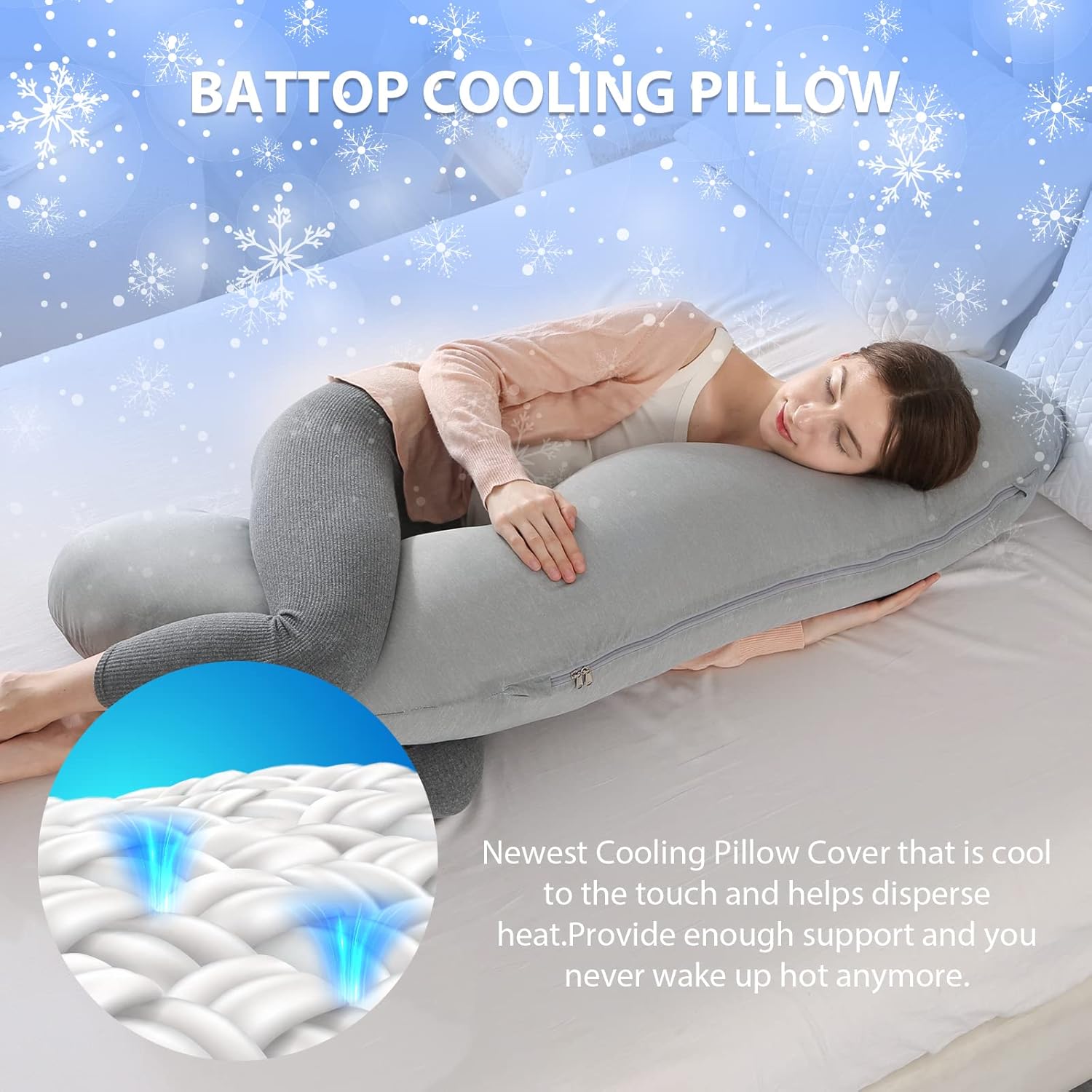 BATTOP Pregnancy Pillow with Cooling Cover